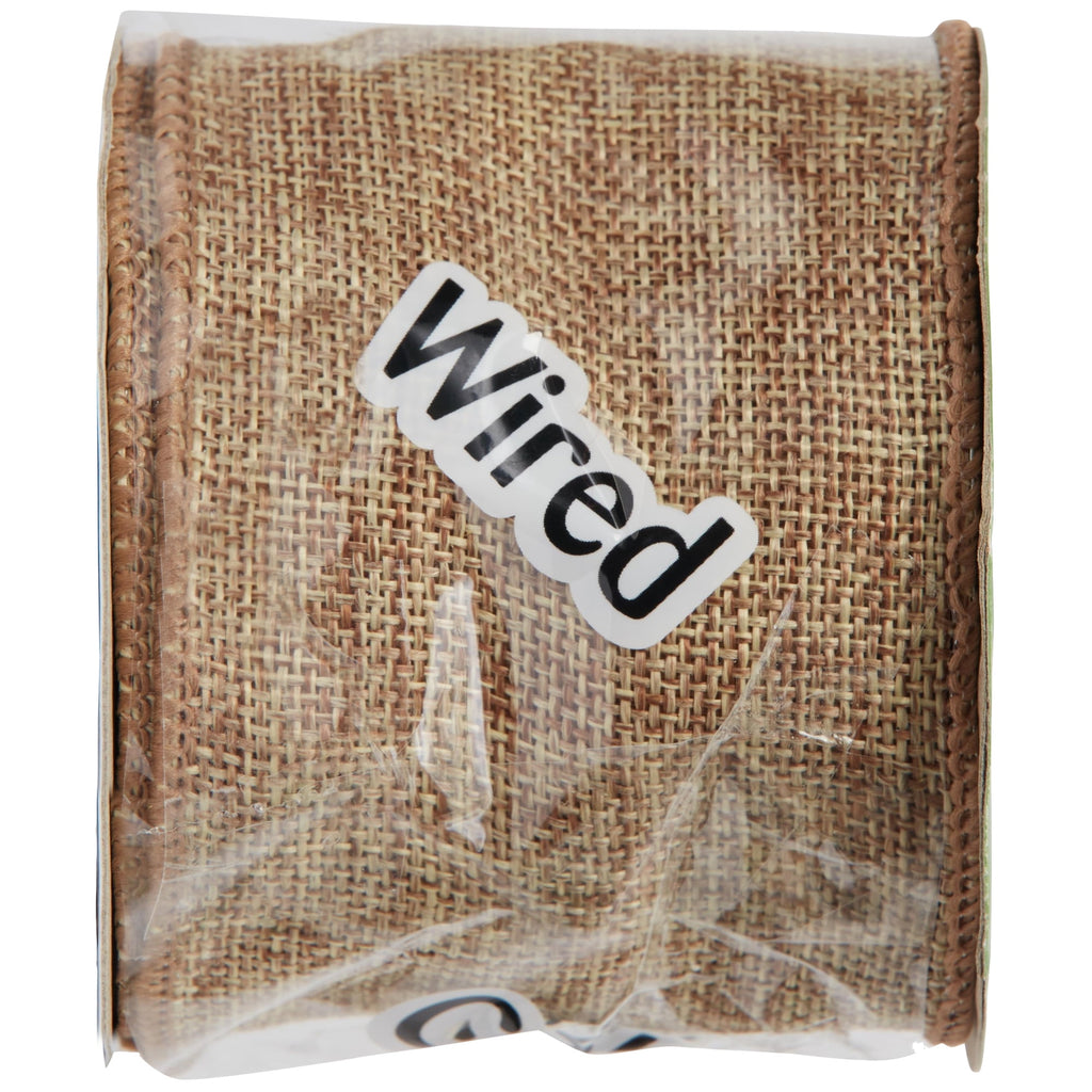 (3 pack) Offray Ribbon, Natural 2 1/2 inch Wired Linen-Look Ribbon for Floral, Crafts, and Decor, 12 feet, 1 Each