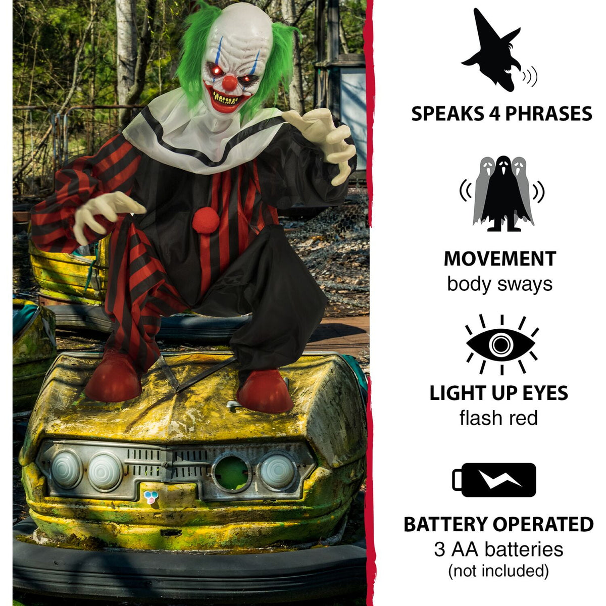 Haunted Hill Farm 1.8 ft Groundbreaker Clown-Vile, Halloween Decoration, Multi-Color, HHFJCLOWN-2LSA