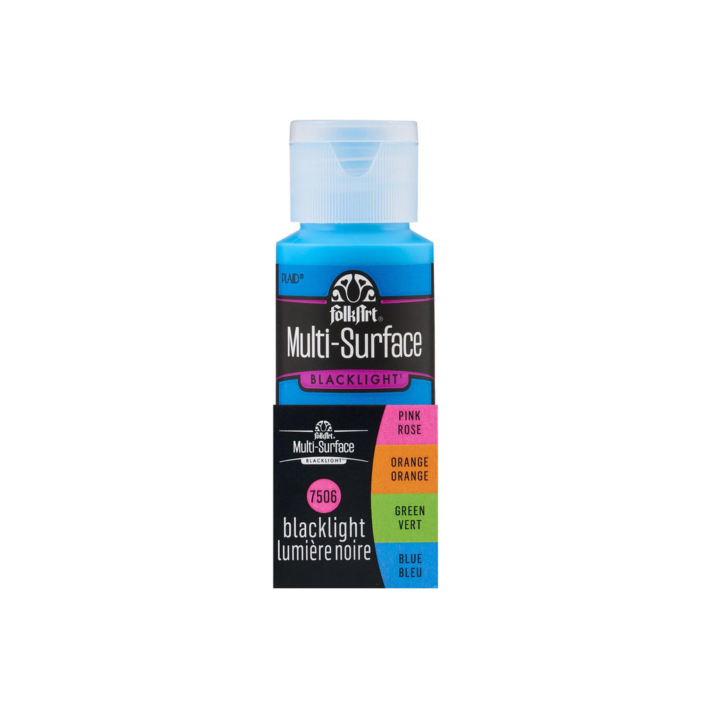 FolkArt Neon Blacklight Multi-Surface Acrylic Craft Paint Set, Satin Finish, 8 fl oz, 4 Piece
