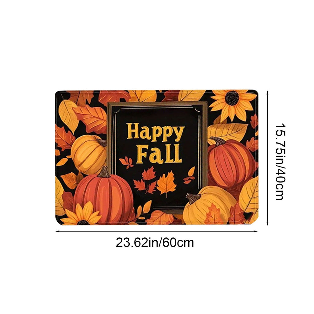syligr Halloween Thanksgiving Doormat with Maple Leaf & Pumpkin Patterns - Non-Slip Floor Mat for Entryway, Kitchen, Porch, Fall Harvest Decor Rug with Anti-Fatigue Backing, Gift for Thanksgiving