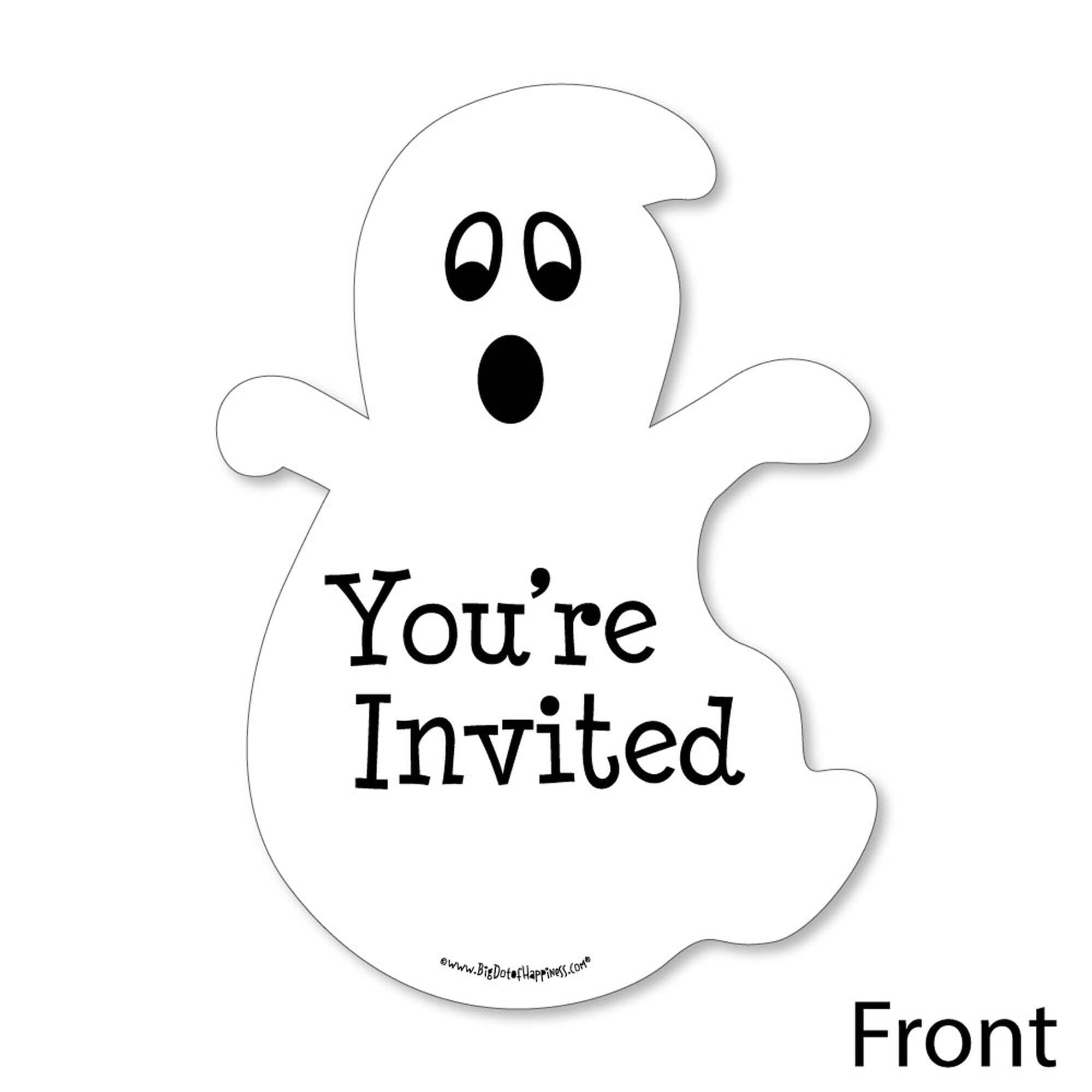 Big Dot of Happiness Spooky Ghost - Shaped Fill-in Invitations - Halloween Party Invitation Cards with Envelopes - Set of 12