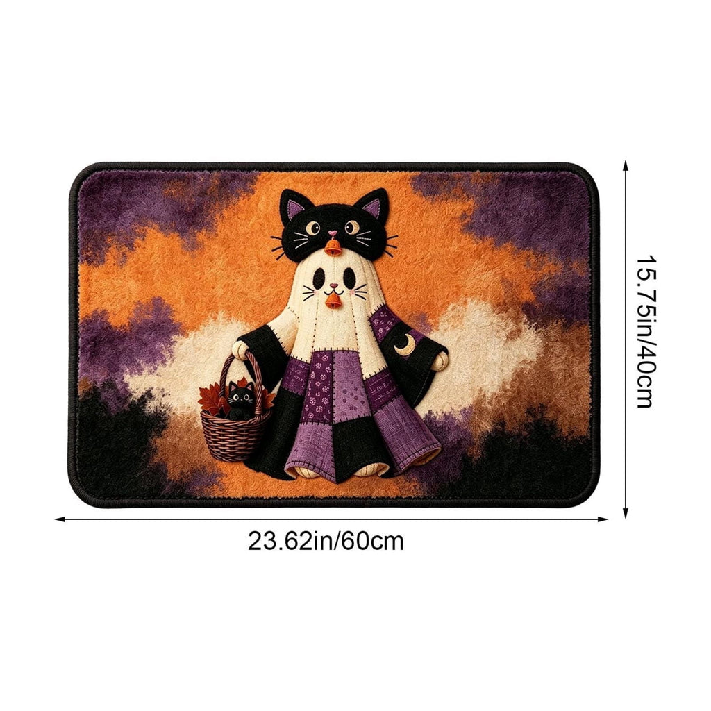 Halloween Doormat Ghost Bath Mat 23.6x15.7in Secure-Grip Absorbent Soft Faux Fur Rug for Bathroom Bedroom Living Room Decor by OVFUIZ