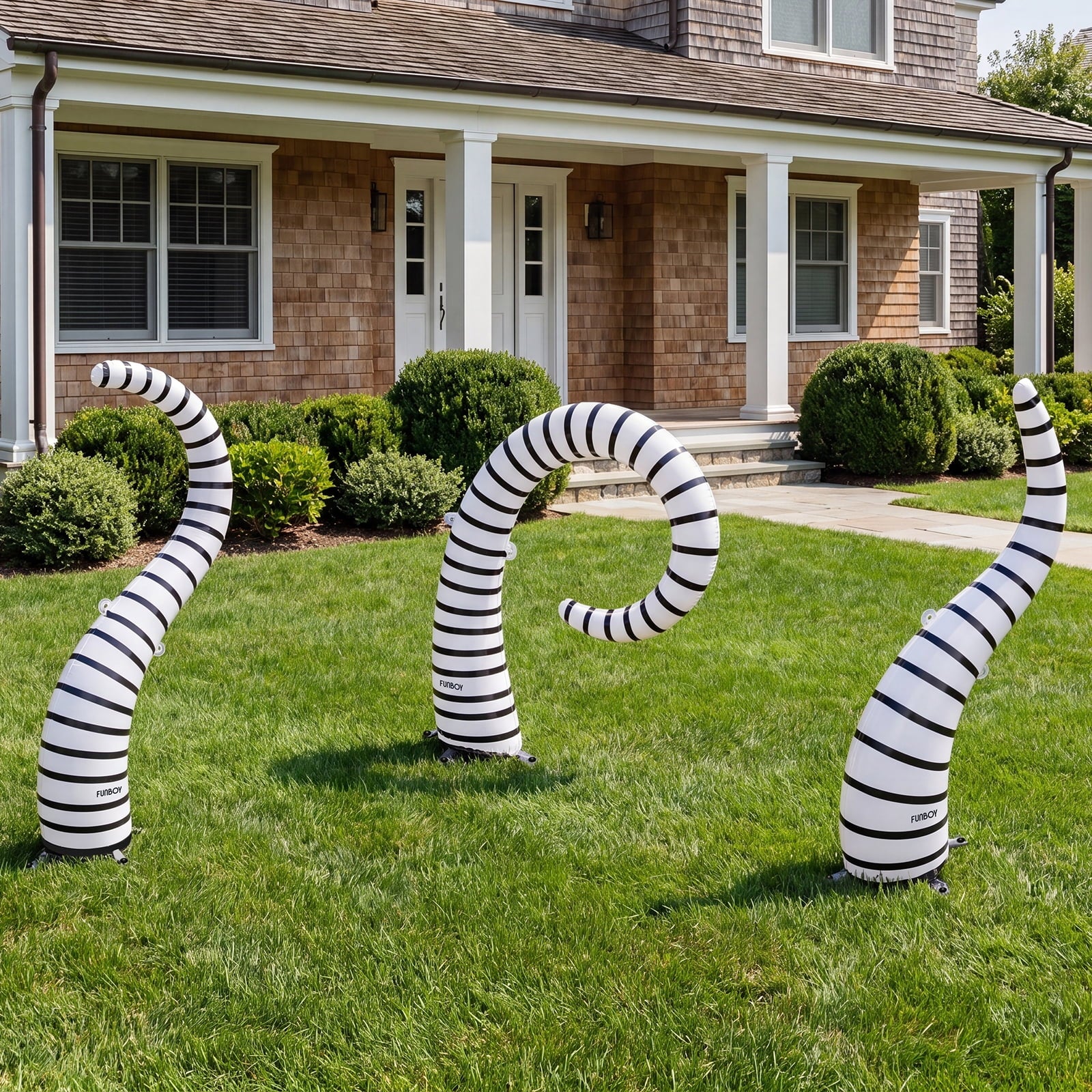 FUNBOY Inflatable Halloween Lawn Snakes 3-Pack, Outdoor Decor with Bonus Ghost