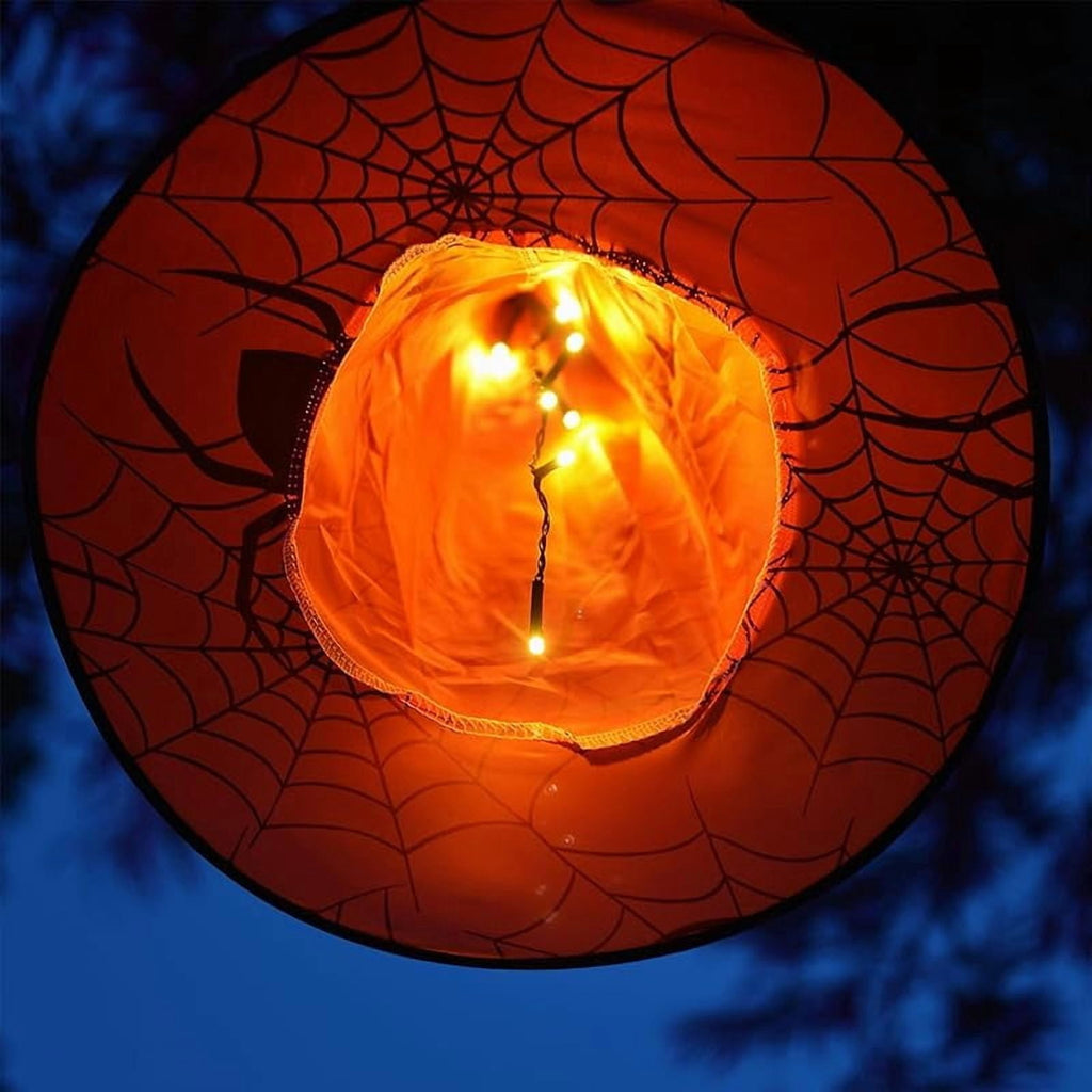 Halloween Decorations 8 Pcs Lighted Hanging Witch Hats, Remote Control with 8 Modes Light Up 14 FT Halloween String Lights, for Indoor Outdoor Yard, Lawn, Graveyard Scenes Party