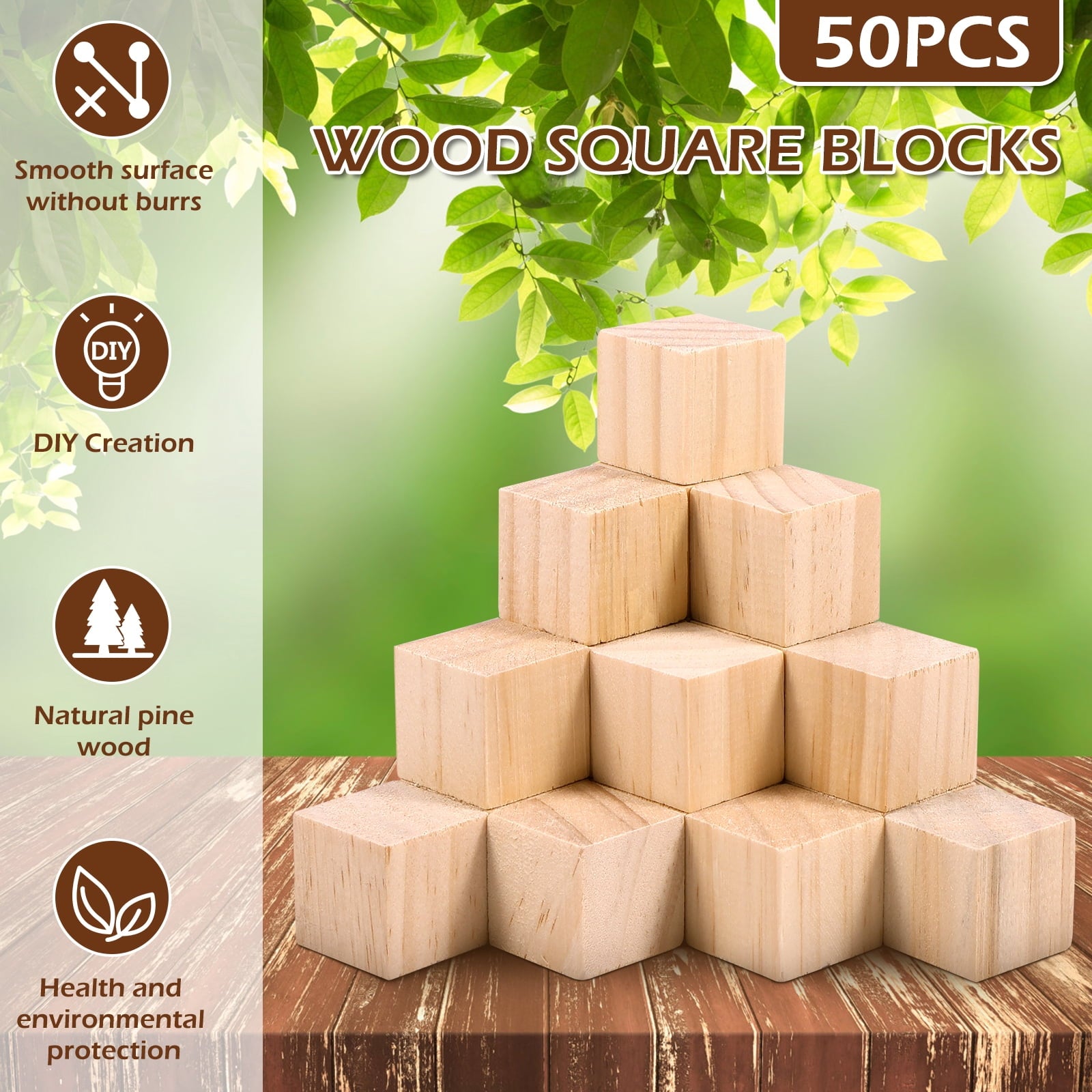 AEVXKHI 50PCS 1 inch Wood Blocks for Crafts, Unfinished Wood Square Blocks, Natural Pine Wooden Cubes, Wood Cubes Blocks for Painting Model Making Crafts DIY Project