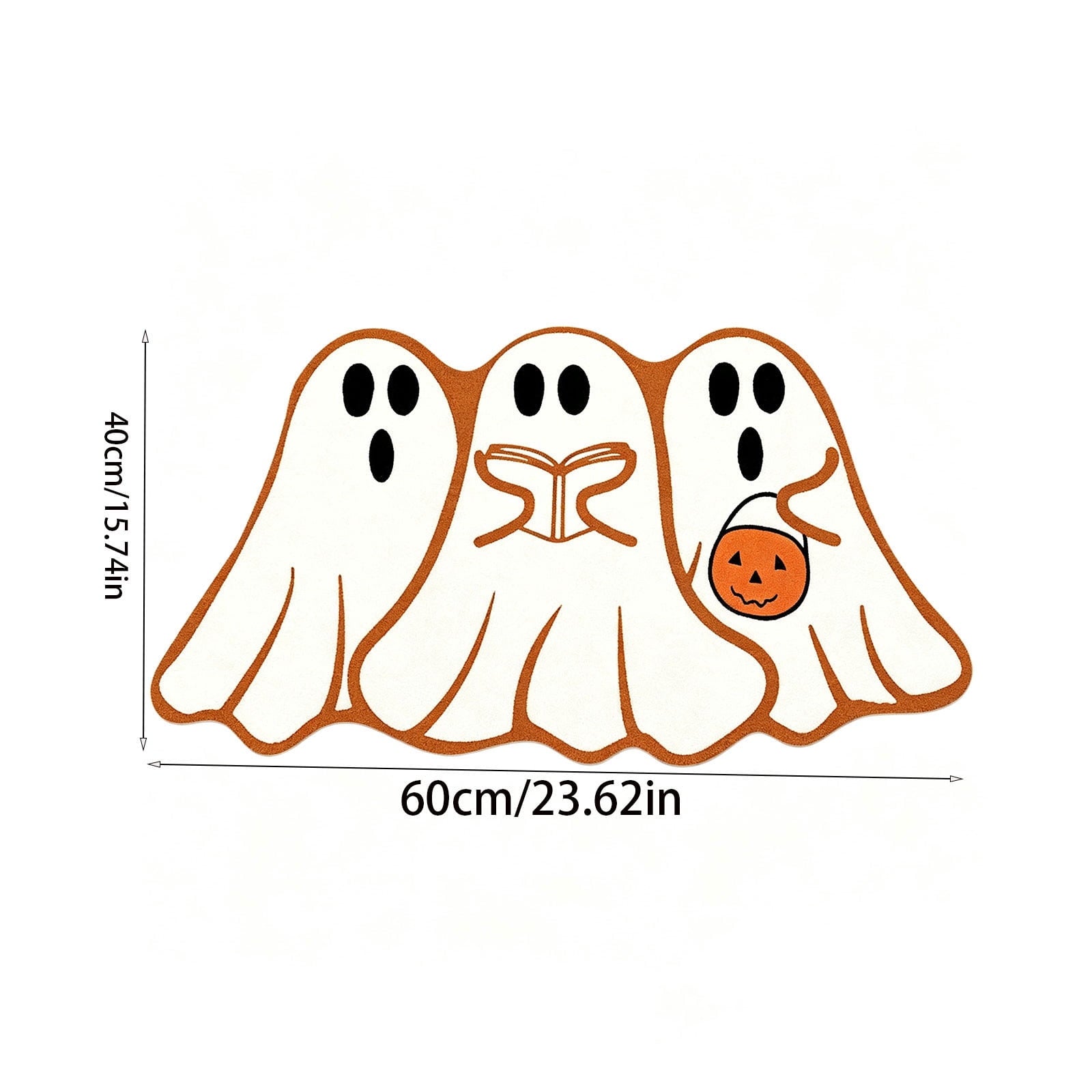 Halloween Ghost Cluster Shaped Welcome Doormat, Cute Ghost Floormat Non Slip Rubber Backing for Halloween Front Porch Entryway Room Decor,40x60cm