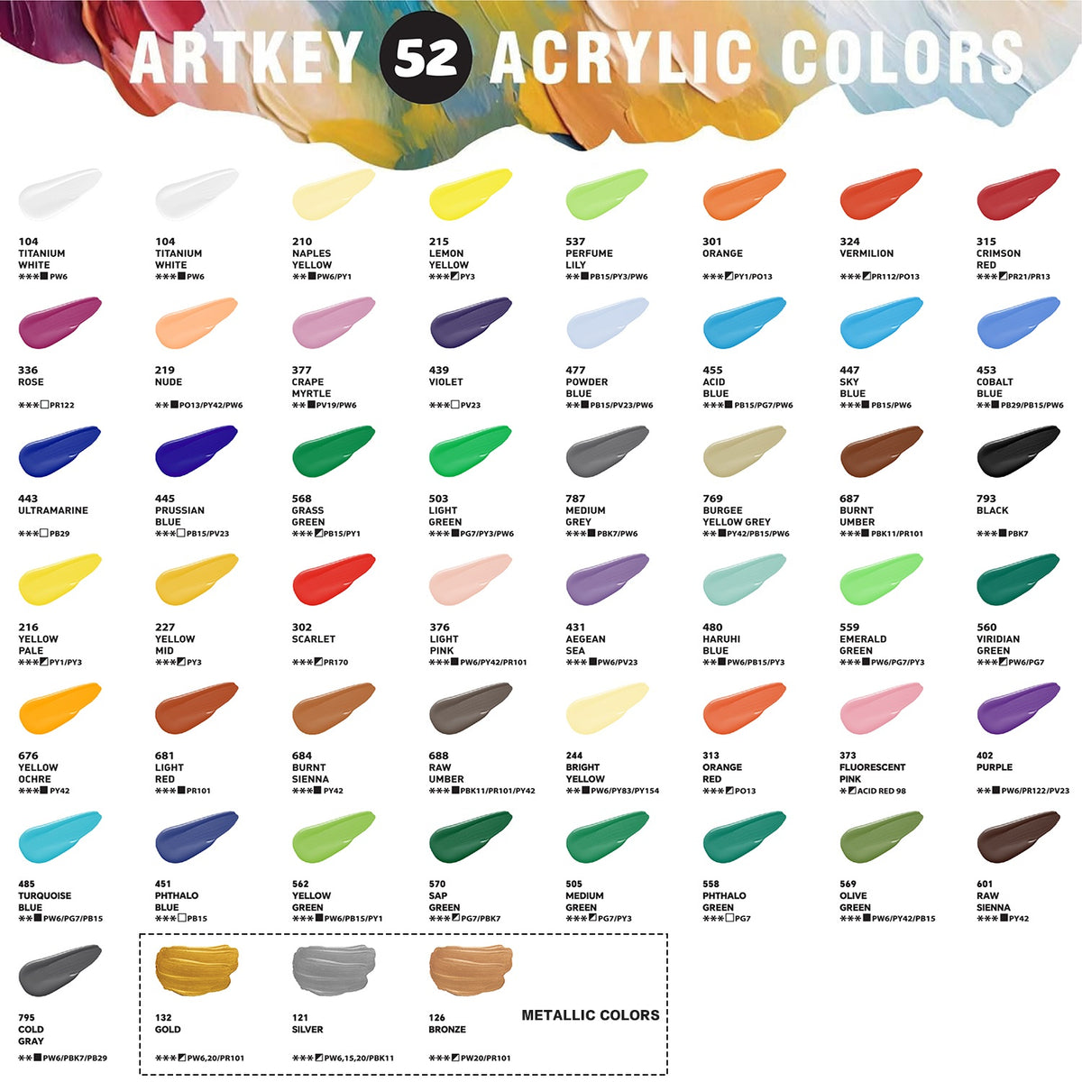 Artkey Acrylic Craft Paint Set, Festival, 24 Colors (2-Ounce)