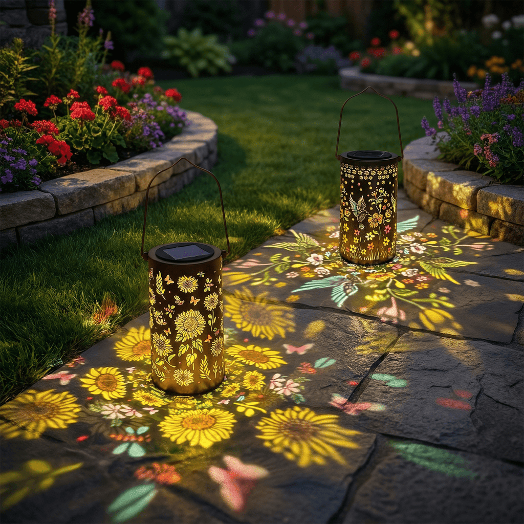 Colorful Solar Lanterns IP65 Outdoor Waterproof, Mother's Day Gifts for Women Mom Grandma - LED Colorful Sunflower Solar Lights Metal Hanging Lantern for Patio Yard Porch