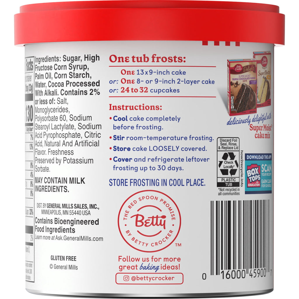 Betty Crocker Rich and Creamy Milk Chocolate Frosting, Gluten Free, 16 oz