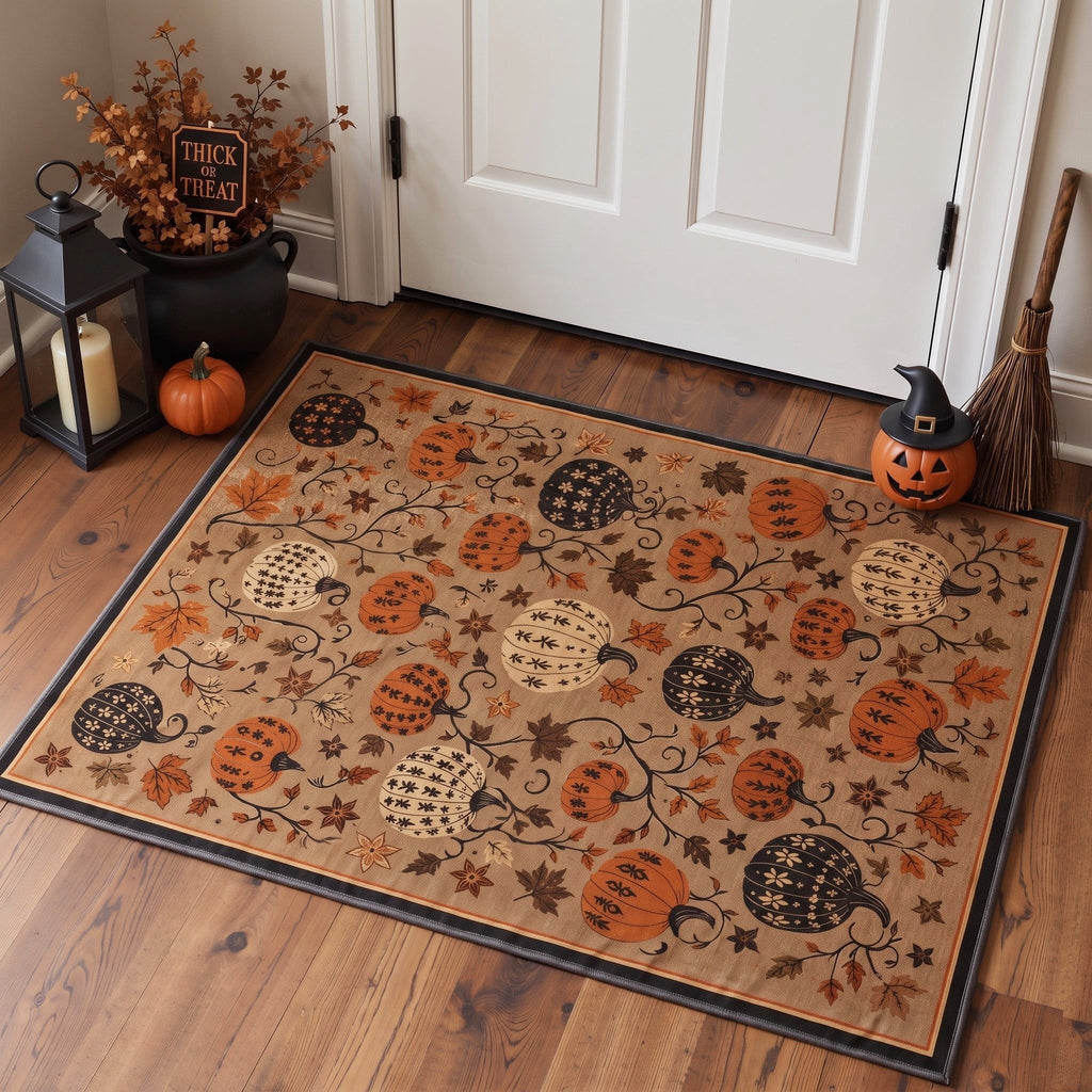 GENIMO 2'x7' Halloween Runner Rug, Washable Non Slip Soft Vintage Witch Indoor Outdoor Hallway Runner for Porch Patio Kitchen Entryway, Vintage Black