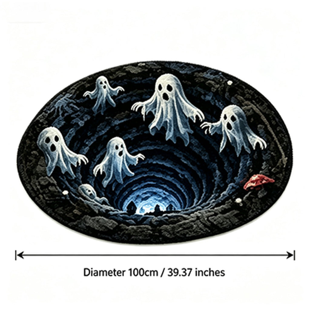 3D Halloween Round Rug, Illusion Halloween Round Mat, Funny Rug with Non-Slip Soft Visual Effect Door Mat for Living Room Indoor Decor