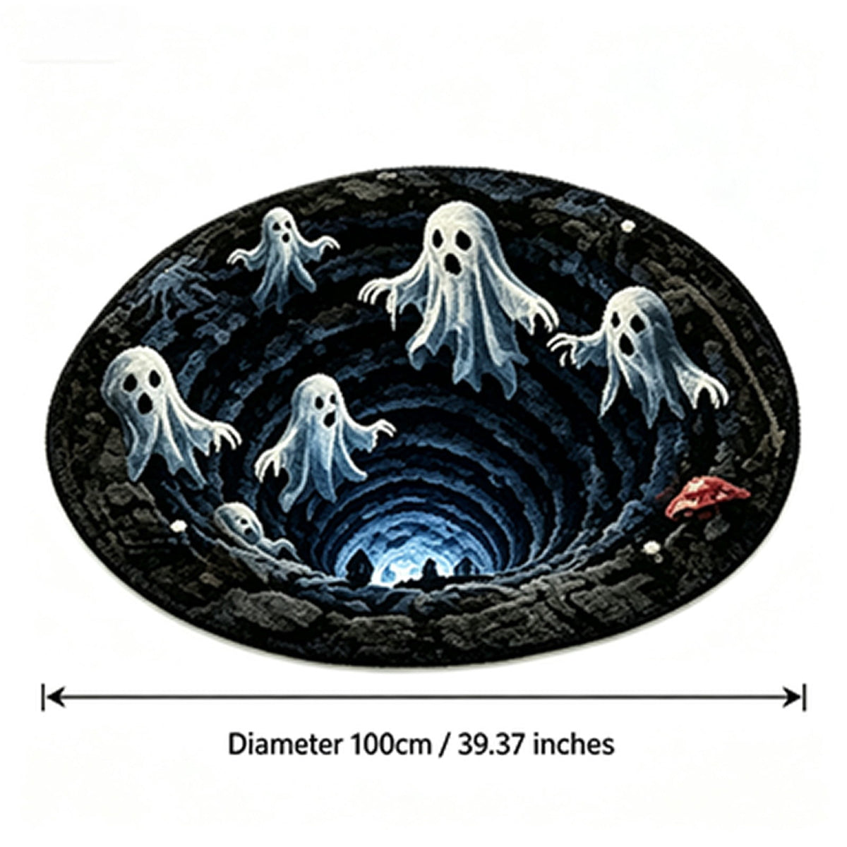 3D Halloween Round Rug, Illusion Halloween Round Mat, Funny Rug with Non-Slip Soft Visual Effect Door Mat for Living Room Indoor Decor