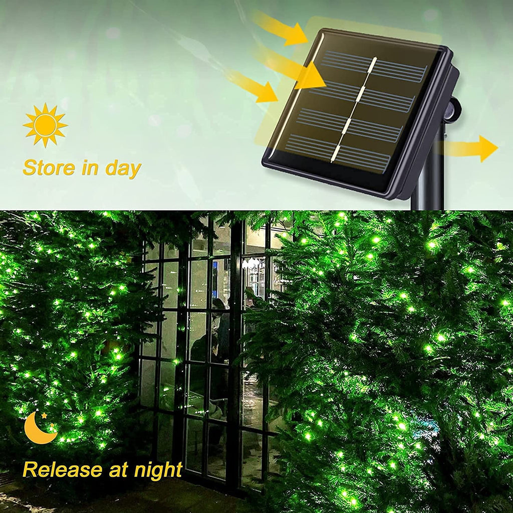 2 Pack Solar Fairy Lights Outdoor 33ft 100 LED Solar Powered Copper Wire Lights 8 Modes Waterproof for Garden Tree Patio Wedding Party Decor,Cool White