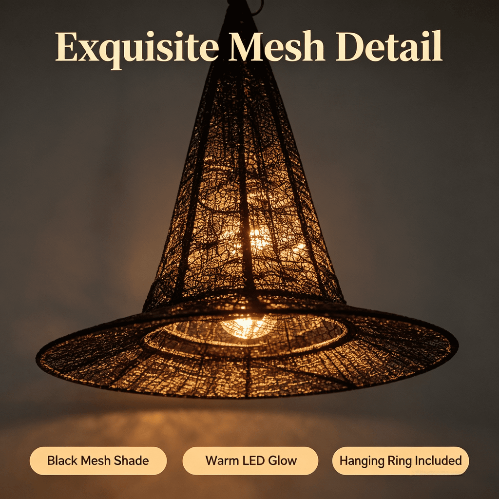 Stijggn Witch Hat Lights Halloween Glowing Lights, Waterproof Hanging Witch Hat Decorations, Warm Light Festival Ornaments for Indoor Outdoor Yard Garden Party Halloween Decor