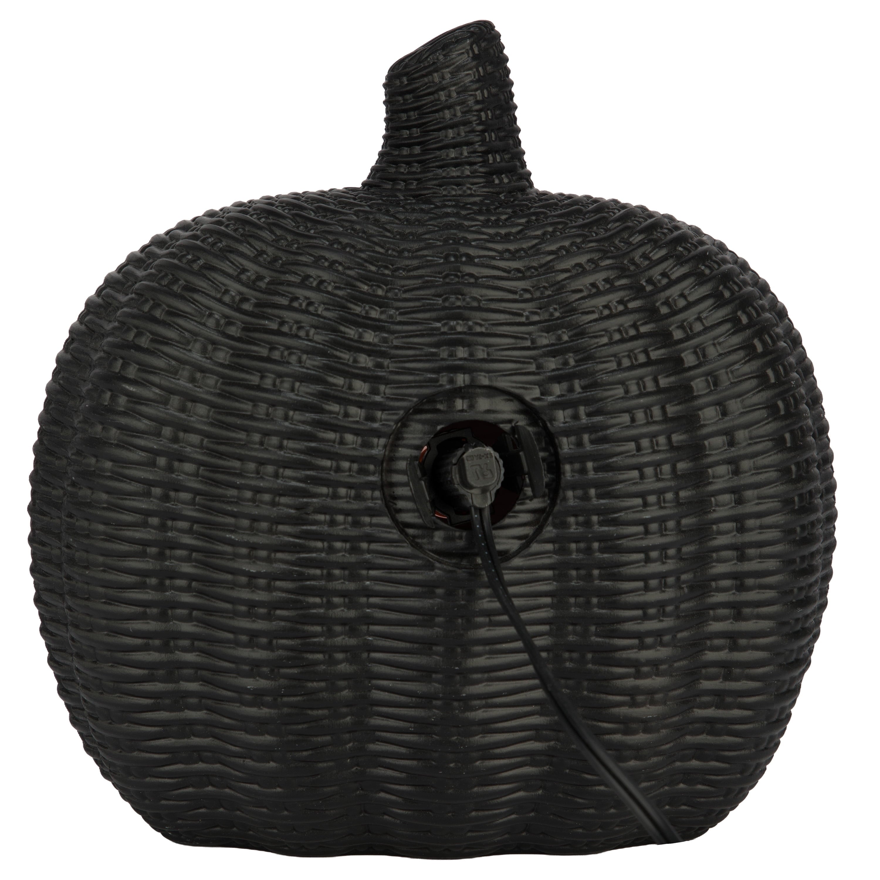 Light-Up Woven Jack-o'-Lantern Decoration, Black, 8.6", Halloween by Way To Celebrate