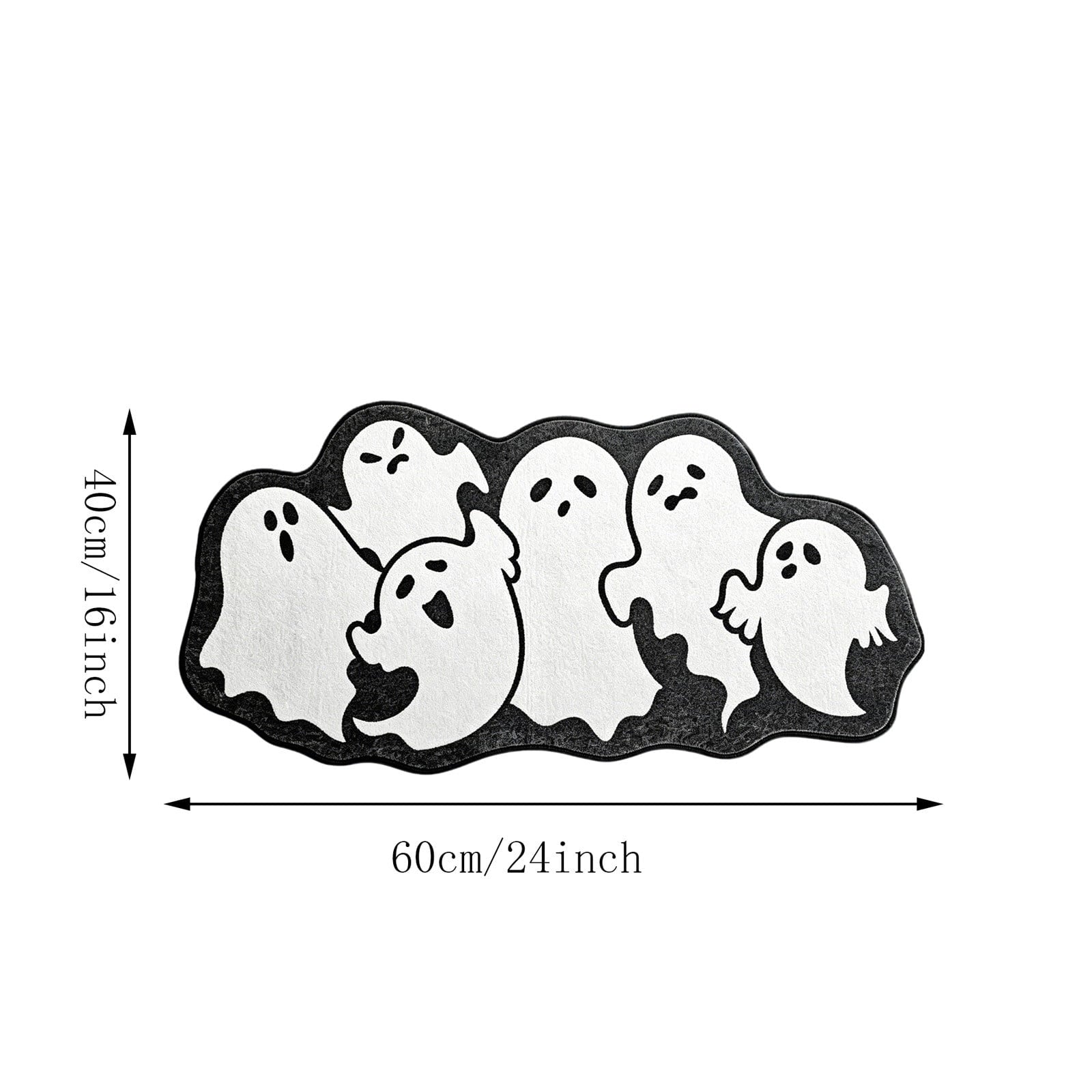 Lypsnake Patchwork Ghost Shaped Doormat,Vintage Stitched Fluffy Fabric Ghost Mat, Halloween Floor Carpet for Front Door Entrance Shower Room Fireplace Farmhouse Layout