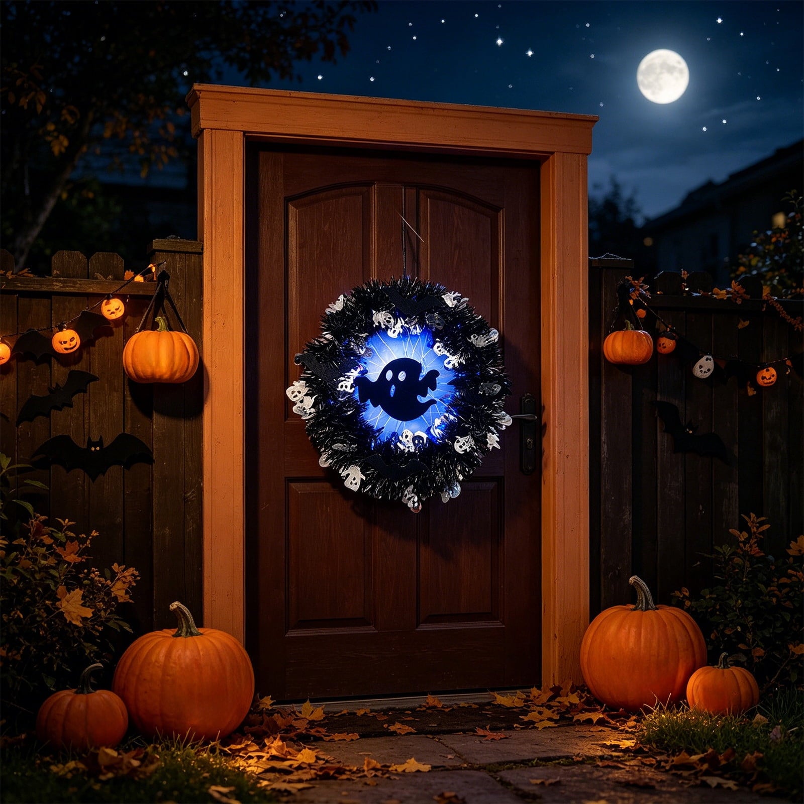 Boovnll Halloween Wreath, 18" Horror & Novelty Handmade Black Twig Glitter Bats Halloween Wreaths for Front Door Fireplace Wall Porch Party Decor, Halloween Decorations