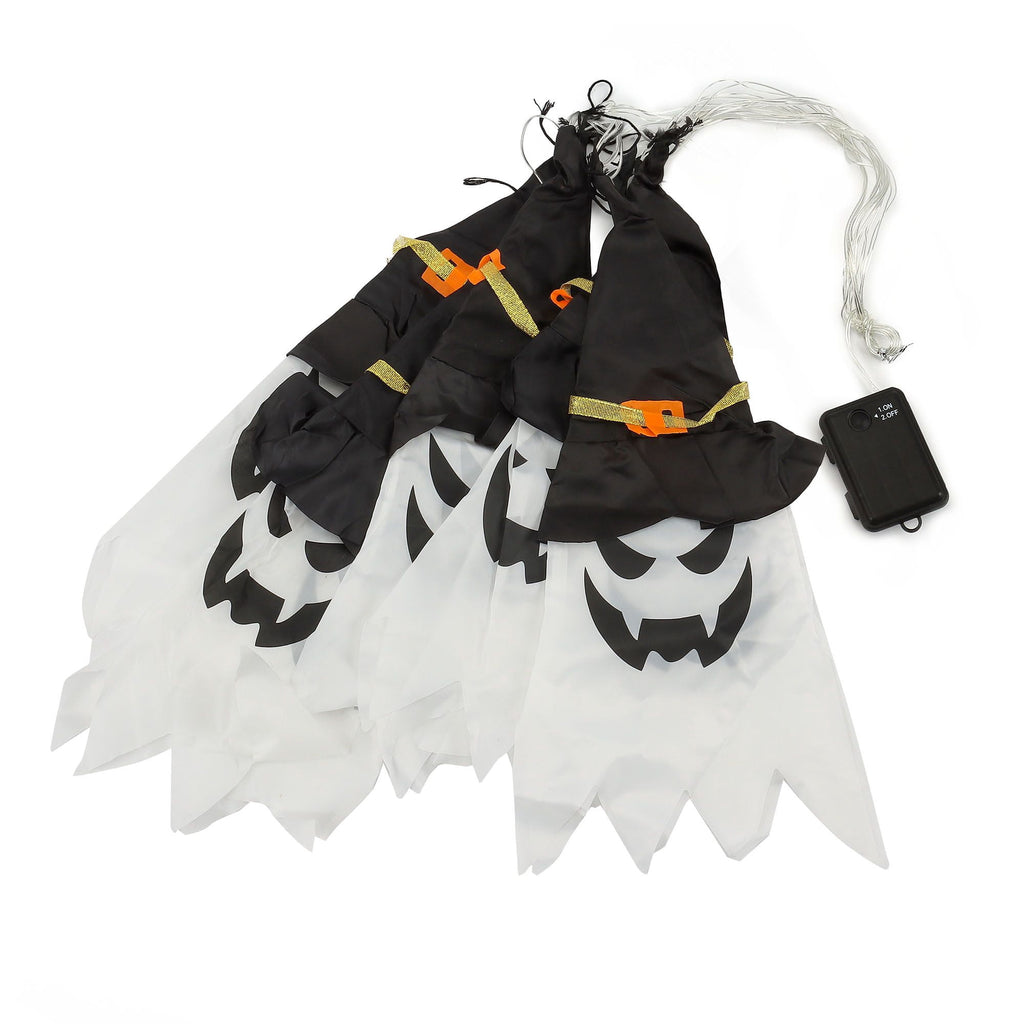 Deago Halloween Lights 9.8ft Battery Operated Ghost Witch Hat 5 LED String Lights Halloween Decoration for Indoor Outdoor Home Party Halloween Decor, White