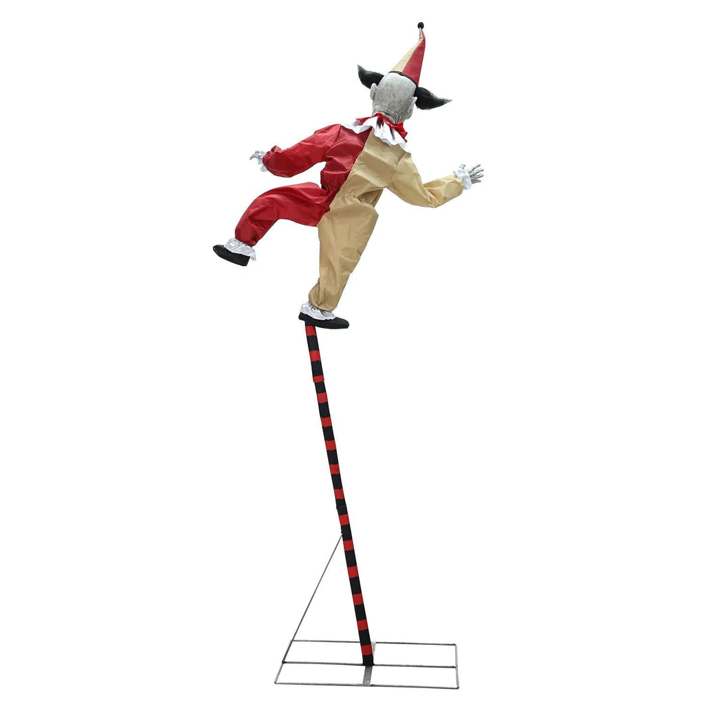 Seasonal Visions 8 ft Sideshow Balancing Clown Animated Prop - Red