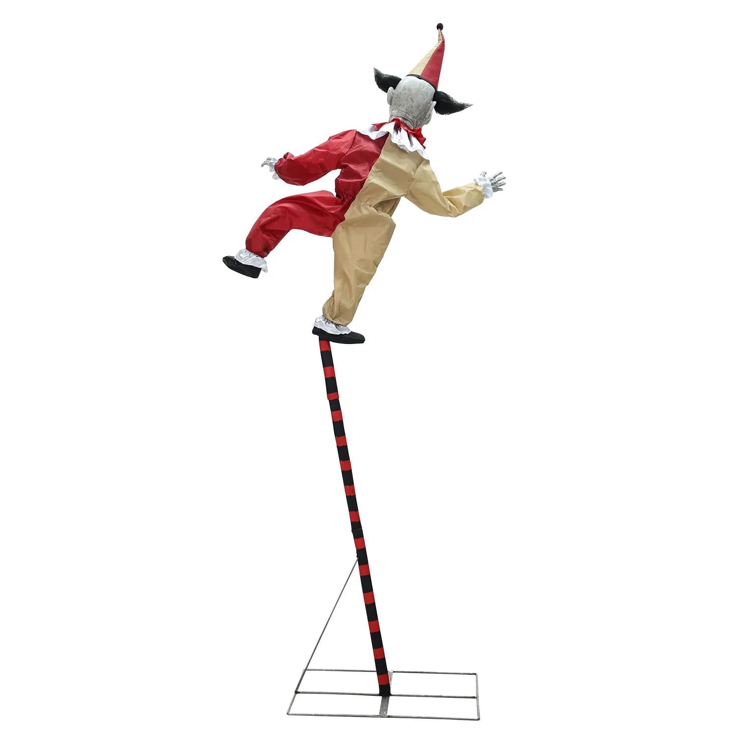 Seasonal Visions 8 ft Sideshow Balancing Clown Animated Prop - Red