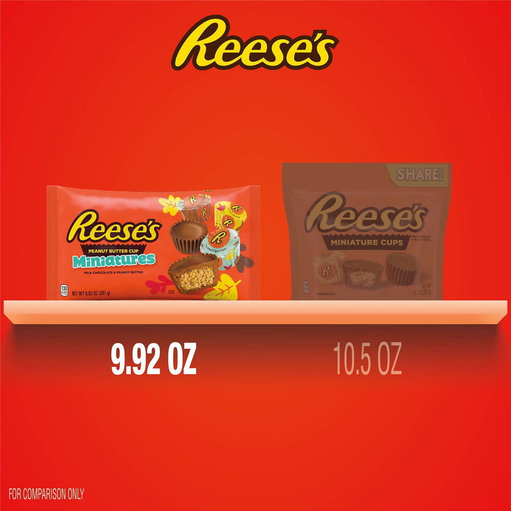 Reese's Miniatures Milk Chocolate Peanut Butter Cups Halloween Candy, Bag 9.92 oz
