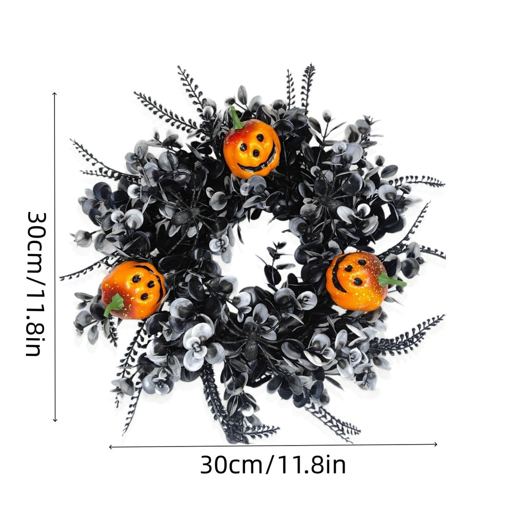 Boovnll Halloween Wreath, 18" Horror & Novelty Handmade Black Twig Glitter Bats Halloween Wreaths for Front Door Fireplace Wall Porch Party Decor, Halloween Decorations