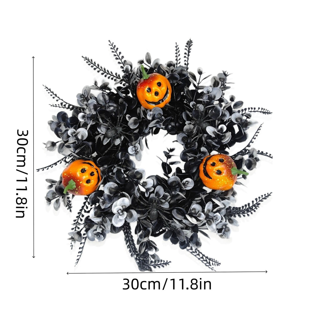 Boovnll Halloween Wreath, 18" Horror & Novelty Handmade Black Twig Glitter Bats Halloween Wreaths for Front Door Fireplace Wall Porch Party Decor, Halloween Decorations