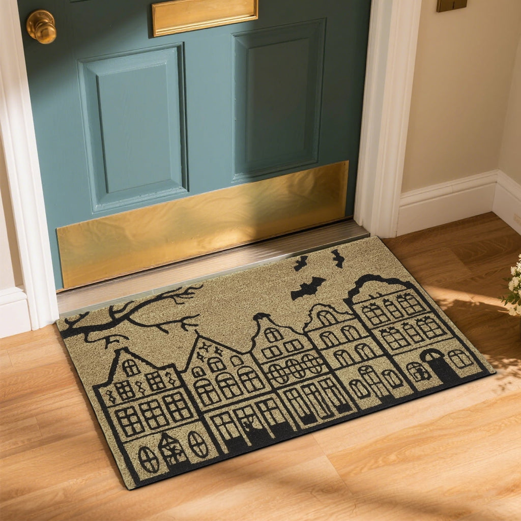 Halloween Haunted House Doormat Spooky Welcome Mat Indoor Outdoor Entryway Floor Mat for Front Porch Holiday Decor 30 x 48 Inch