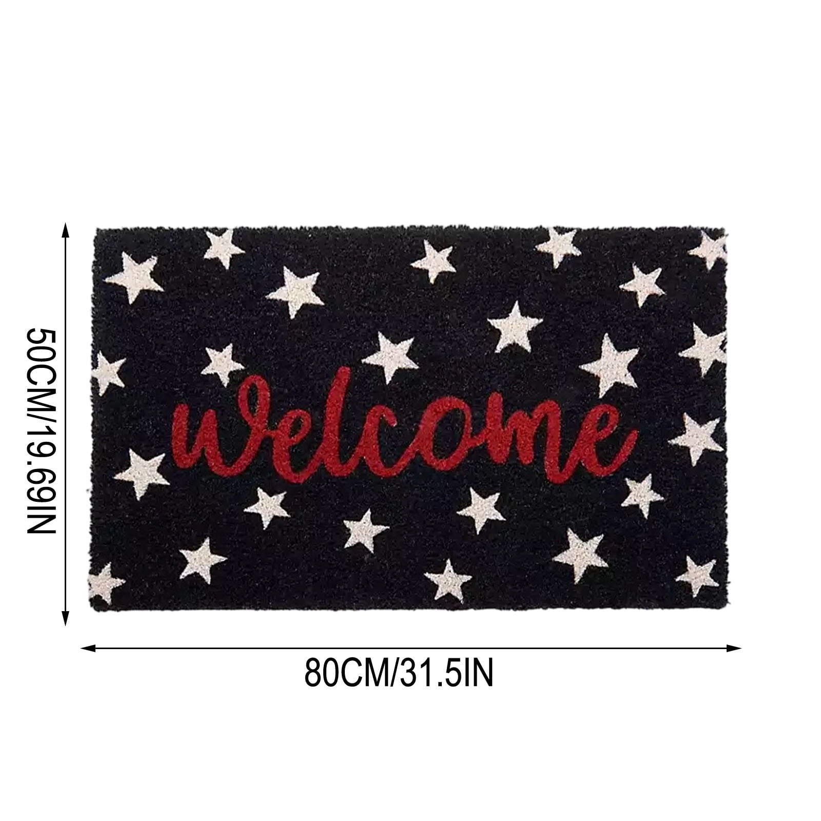 Patriotic Door Mat 4th of July Bow Flag Floor Doormats Independence Day Star Welcome Non Slip Mats for Front Porch Decor 16*24in Black
