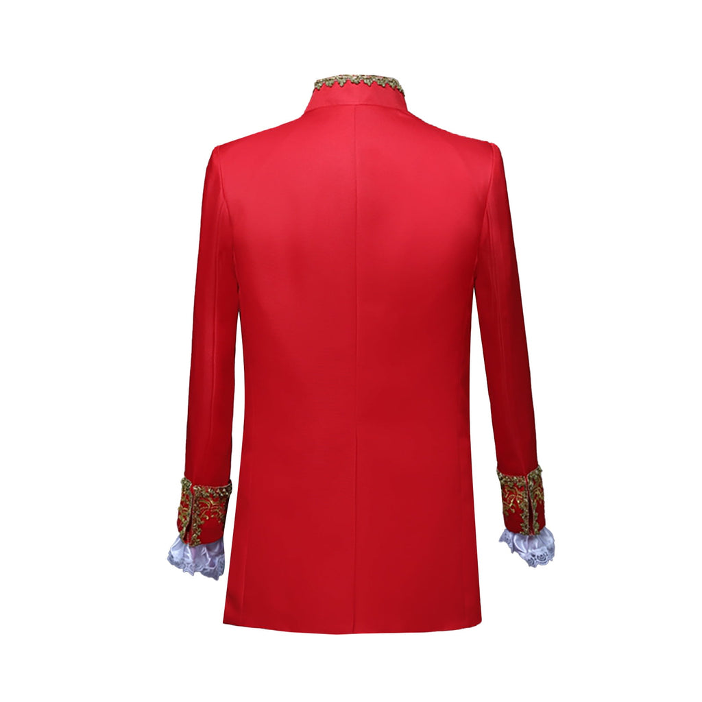 Odeerbi Mens Steampunk Tailcoat Gothic Medieval Gold Embroidery Jacket Halloween Tuxedo Coat Frock Uniform European Court Performances Prince Uniforms Coat White