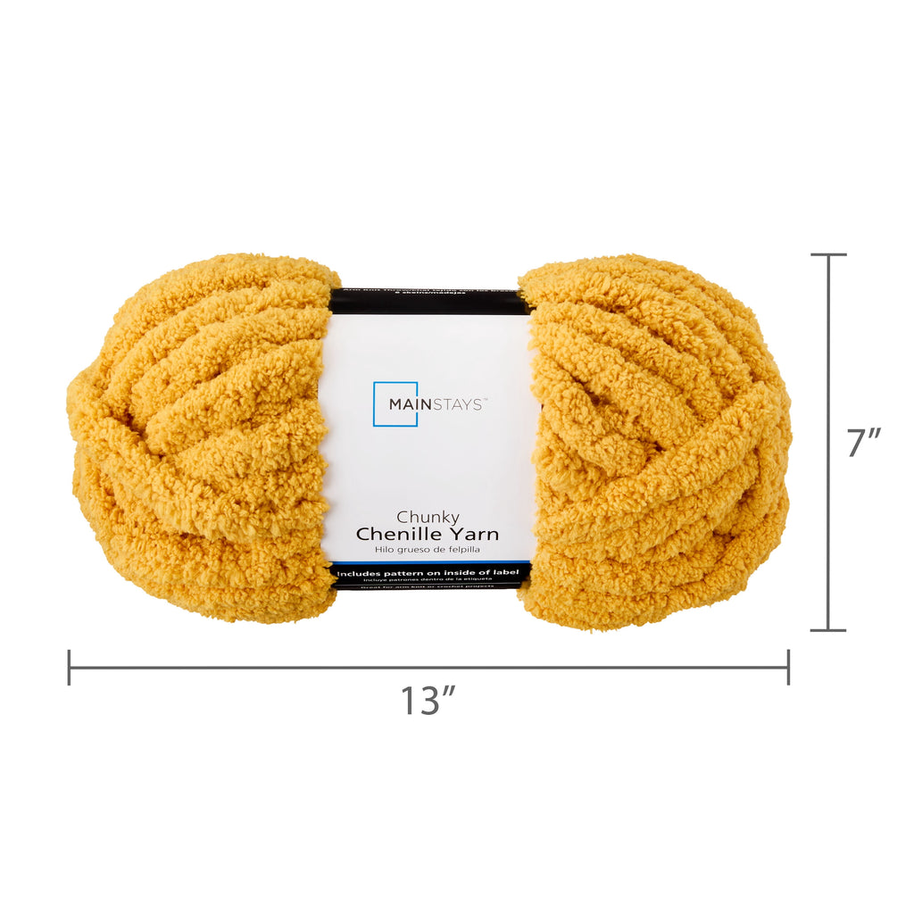 Mainstays Chunky Chenille Yarn, 31.7 yd, Ivory, 100% Polyester, Super Bulky