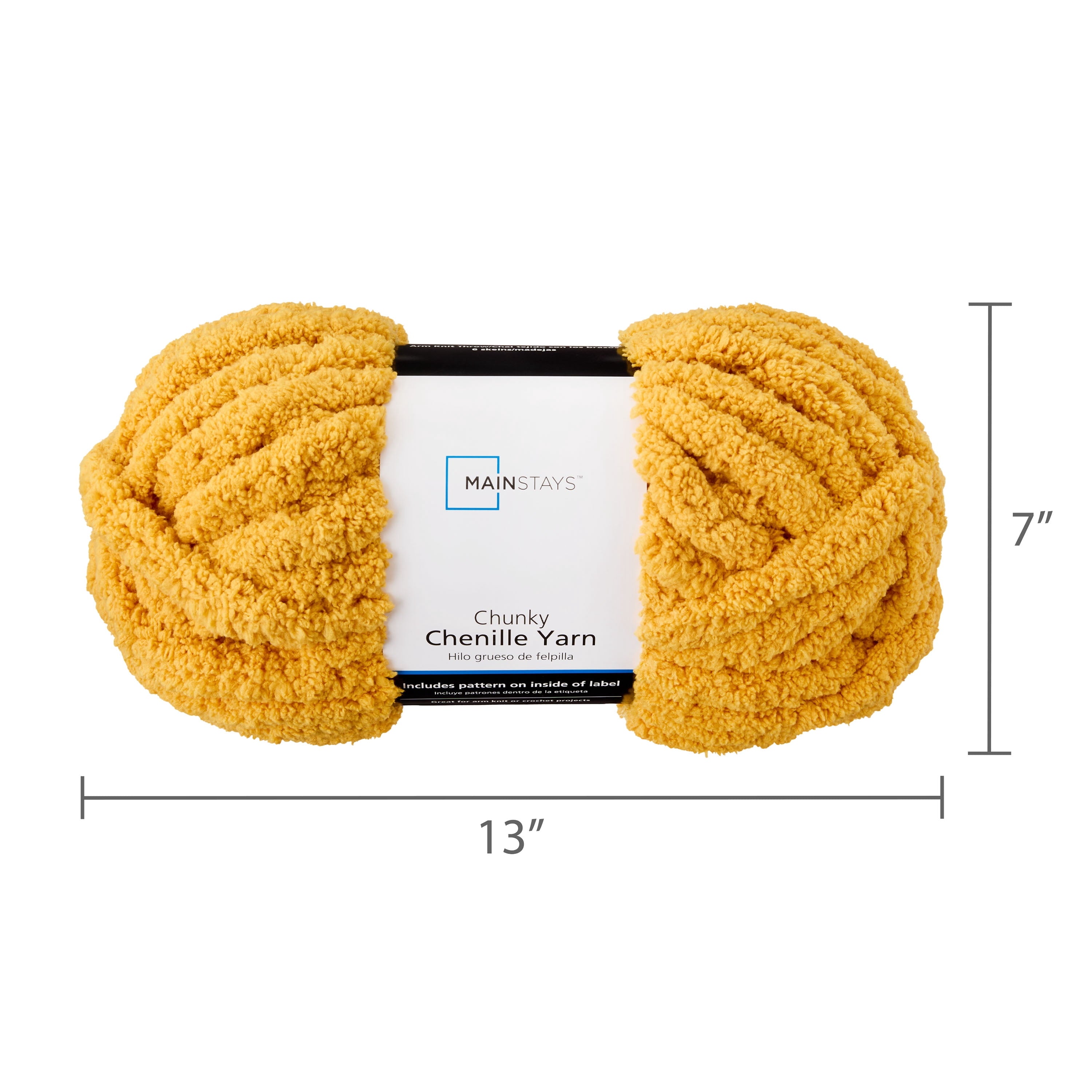 Mainstays Chunky Chenille Yarn, 31.7 yd, Ivory, 100% Polyester, Super Bulky