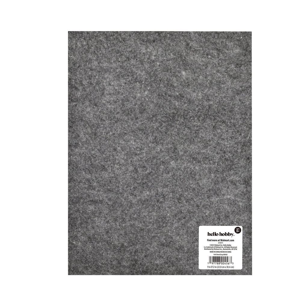 Hello Hobby Felt Sheet, Gray, 9 x 12 Inches