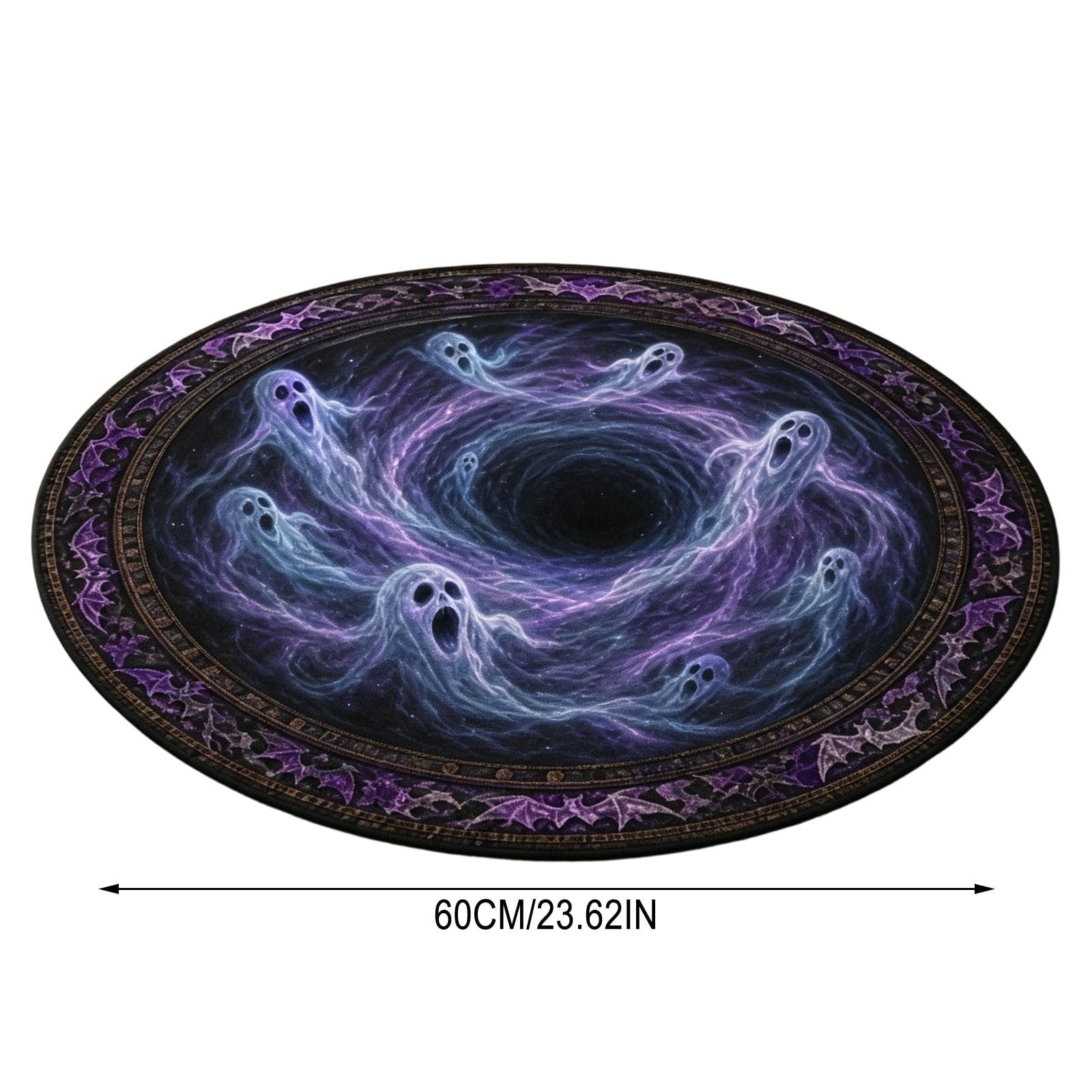 Halloween Round Rug Optical Ghost Pumpkin Mat 15.75in Diameter Polyester Skidproof & Soft for Entryway Bedroom Party by MPOISVA
