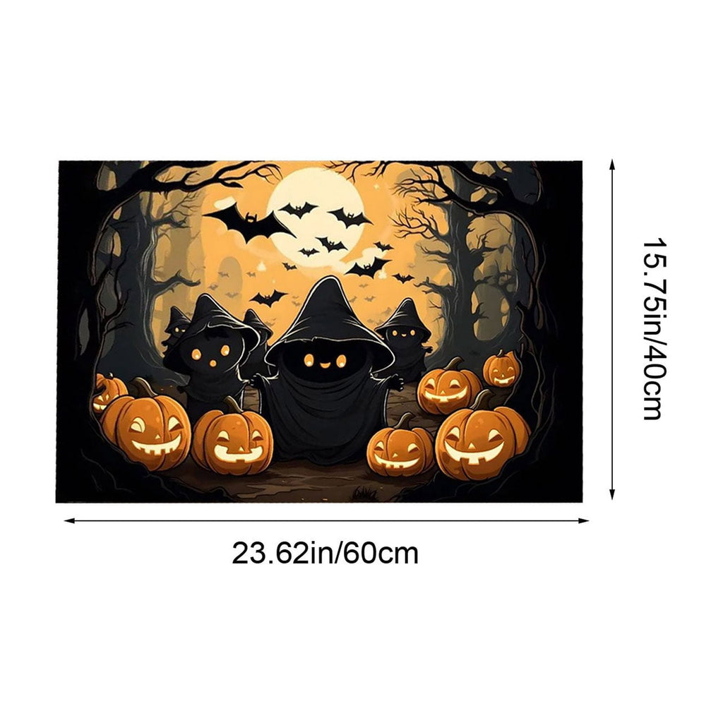 Xuniizn Halloween Mat, 16X24" Velvet Halloween Door Mat for Outside Entrance, Spooky Halloween Rug for Outdoor & Indoor, Non Slip Washable Halloween Doormat, Halloween Bathroom Decor
