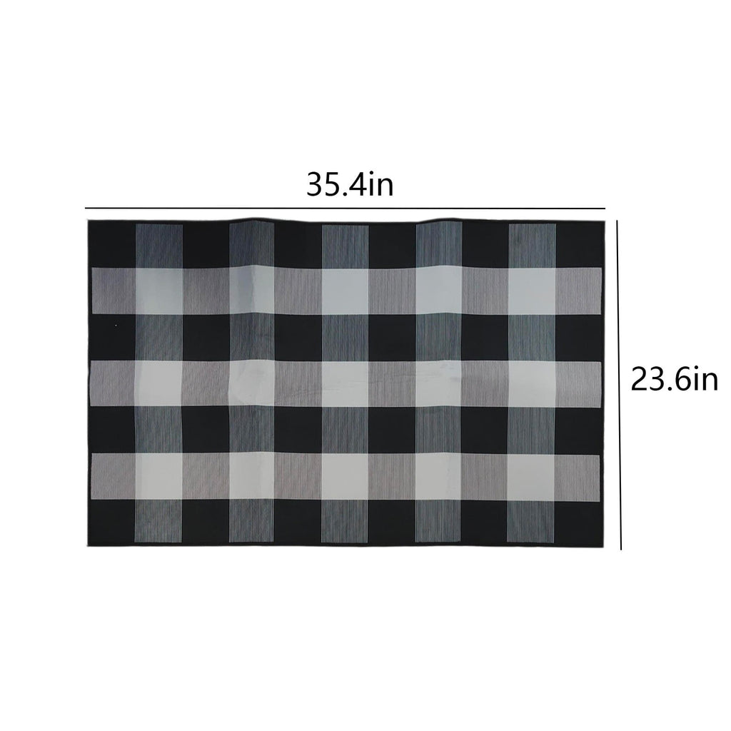 Fnochy Halloween Door Mat Outdoor 23.6"x35.4", Fall Decor Buffalo Plaid Outdoor Rug, Farmhouse Checkered Layered Welcome Door Mat for Entryway, Halloween Front Porch Decor, Orange and White