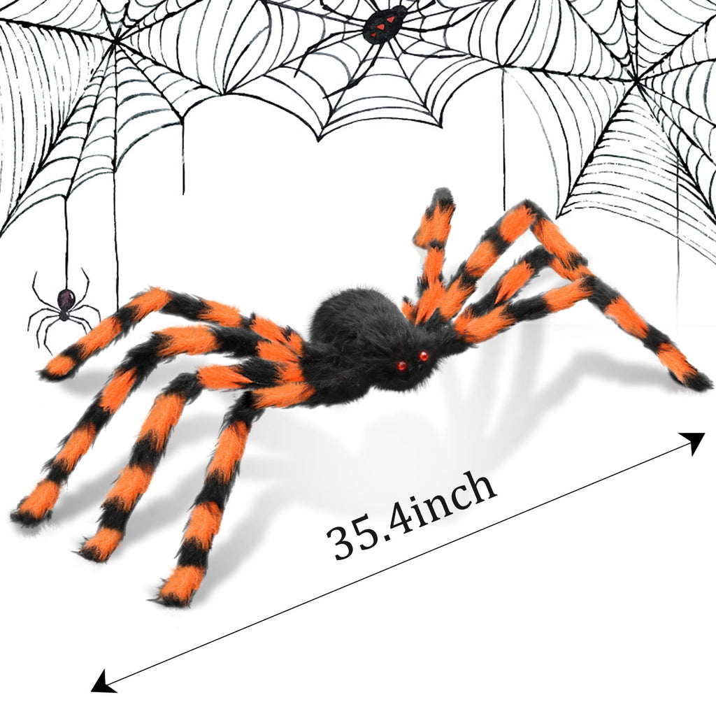 Innens 11.8ft Halloween 144 LED Purple Spider Web Lights with 35" Giant Spider Light up Cobweb Halloween Decorations for Indoor Ourdoor Garden Yard Home Patio (Black, 1Pc)