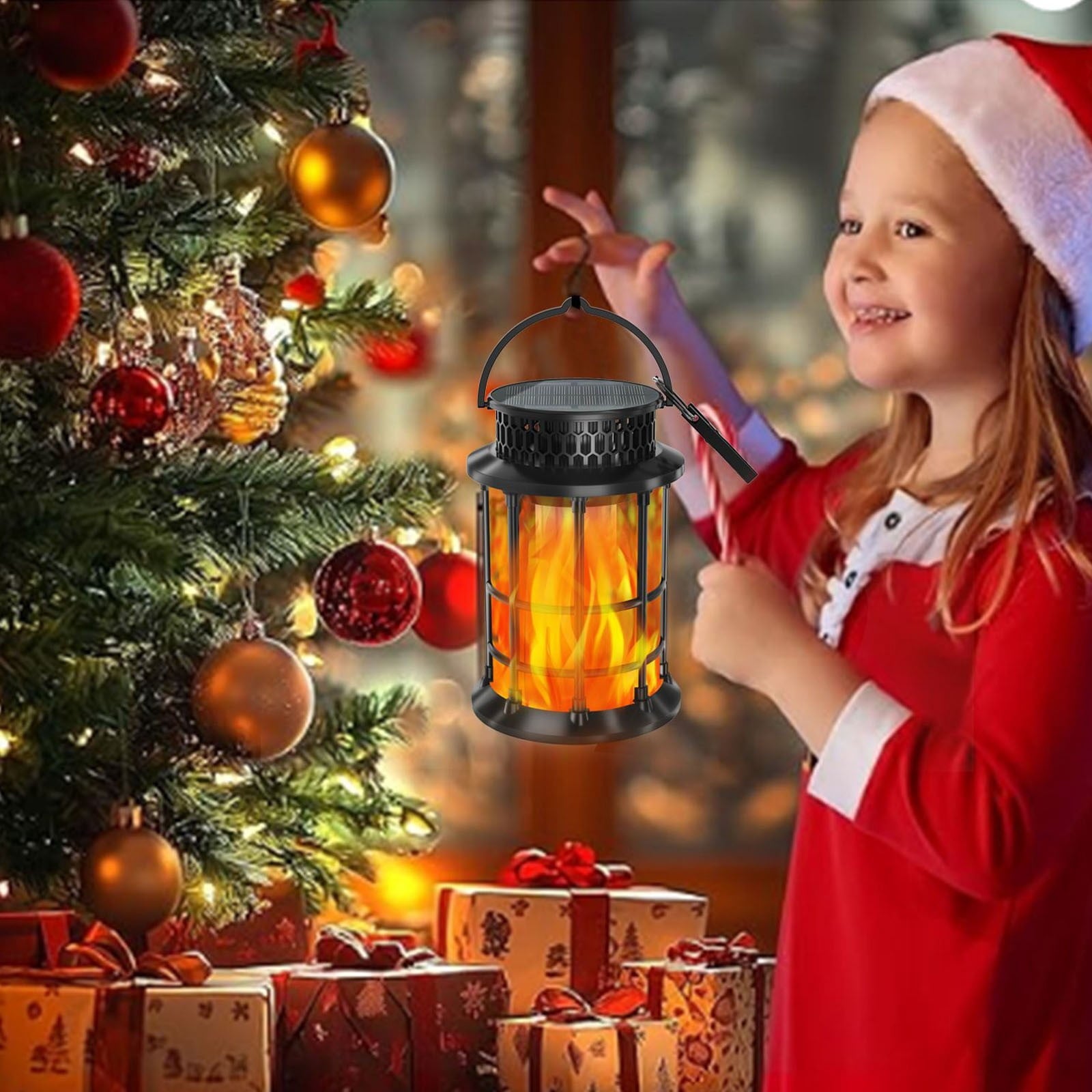BinKFF Solar Lanterns Outdoor Lights, Upgraded Flickering Flames Hanging Solar Lights for Outside, Solar Powered Lantern Waterproof, Lanterns Decorative for Yard Patio Garden Decor