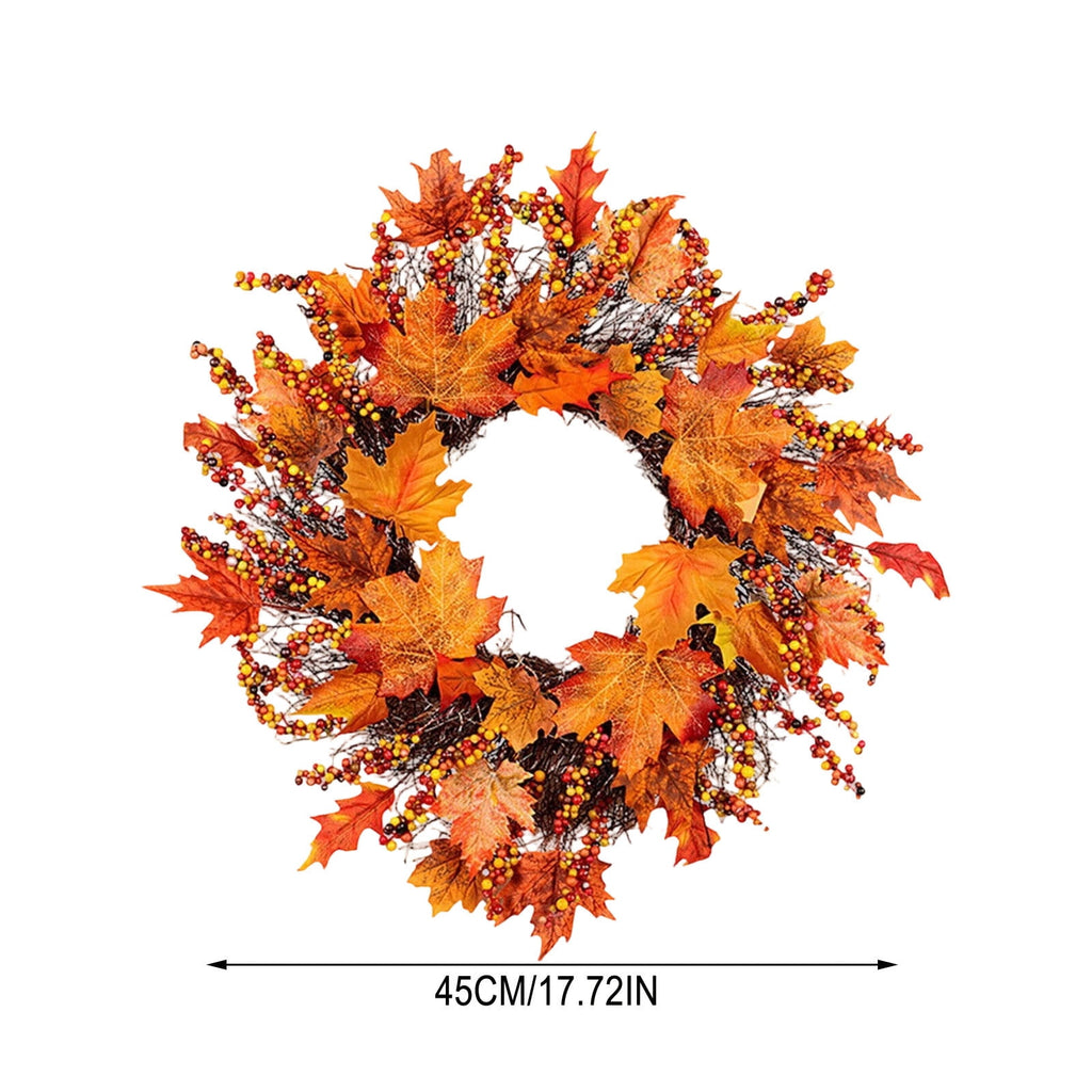 HOARBOEG Autumn Harvest Sunflower Wreath, Artificial Pumpkin Maple Leaf Fall Wreath for Front Door, 21.65 in Thanksgiving Wall Hanging Decor, Outdoor Indoor Harvest Decor