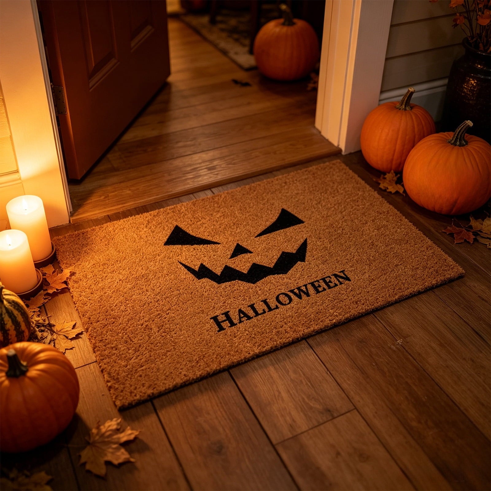 Halloween Ghost Door Mat, Cute Welcome Mat for Front Door Porch Entryway Haunted Outdoor Decor Spooky Decorative Entrance Doormat Non Slip Halloween Rug, 16" x 24"