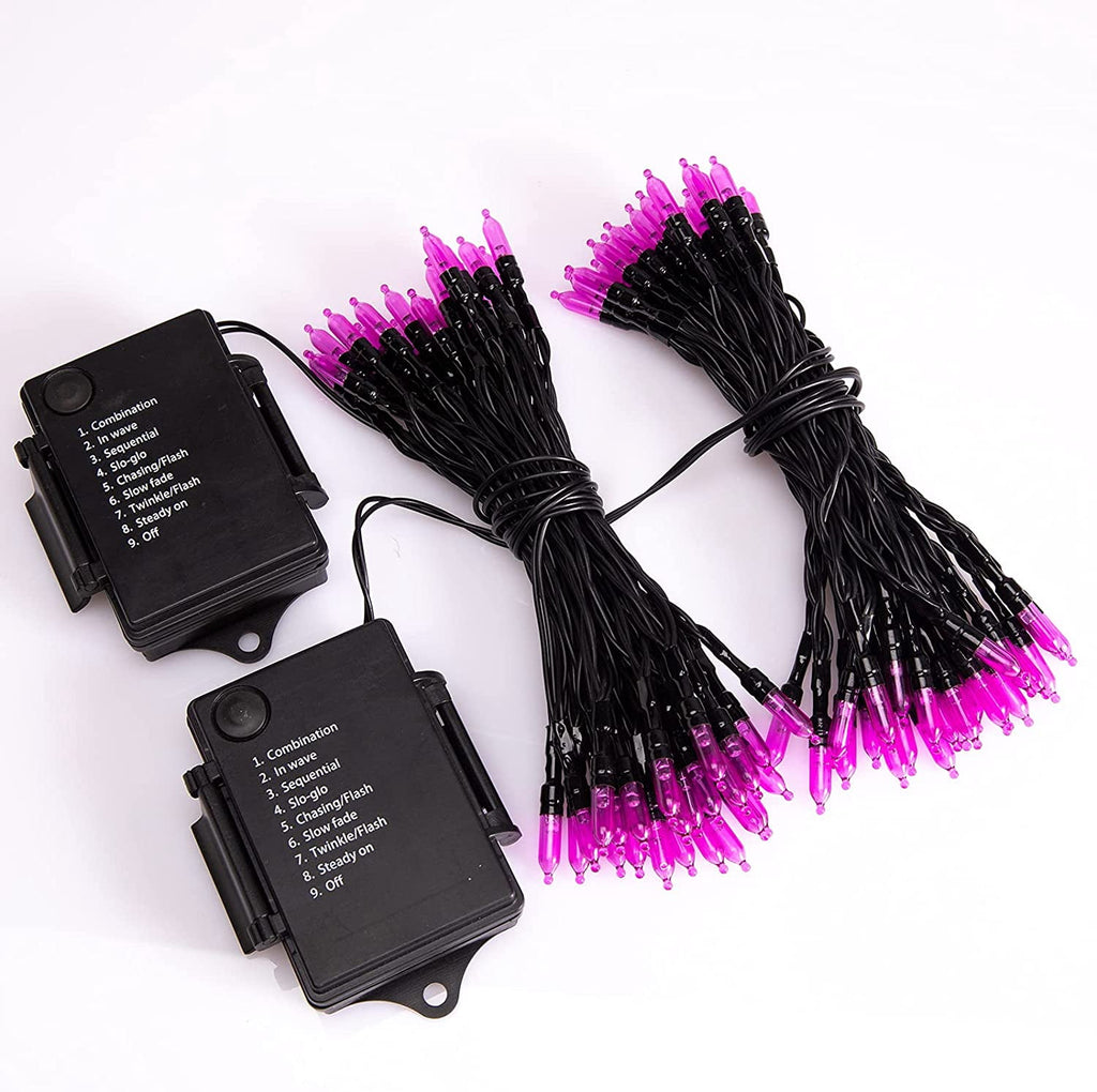 Morttic 2 Pack Orange String Lights 16.4Feet 50 LED Battery Operated Waterproof Mini Fairy Lights Show with 8 Modes for Outdoor Indoor Patio Xmas Tree Birthday Party Holiday Christmas Decorations