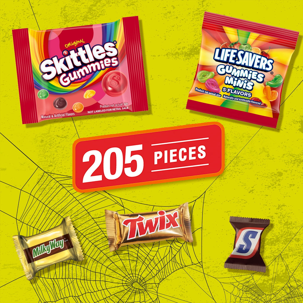 Snickers, Skittles Gummies & More Halloween Candy Variety Pack - 155 Ct Bulk Bag