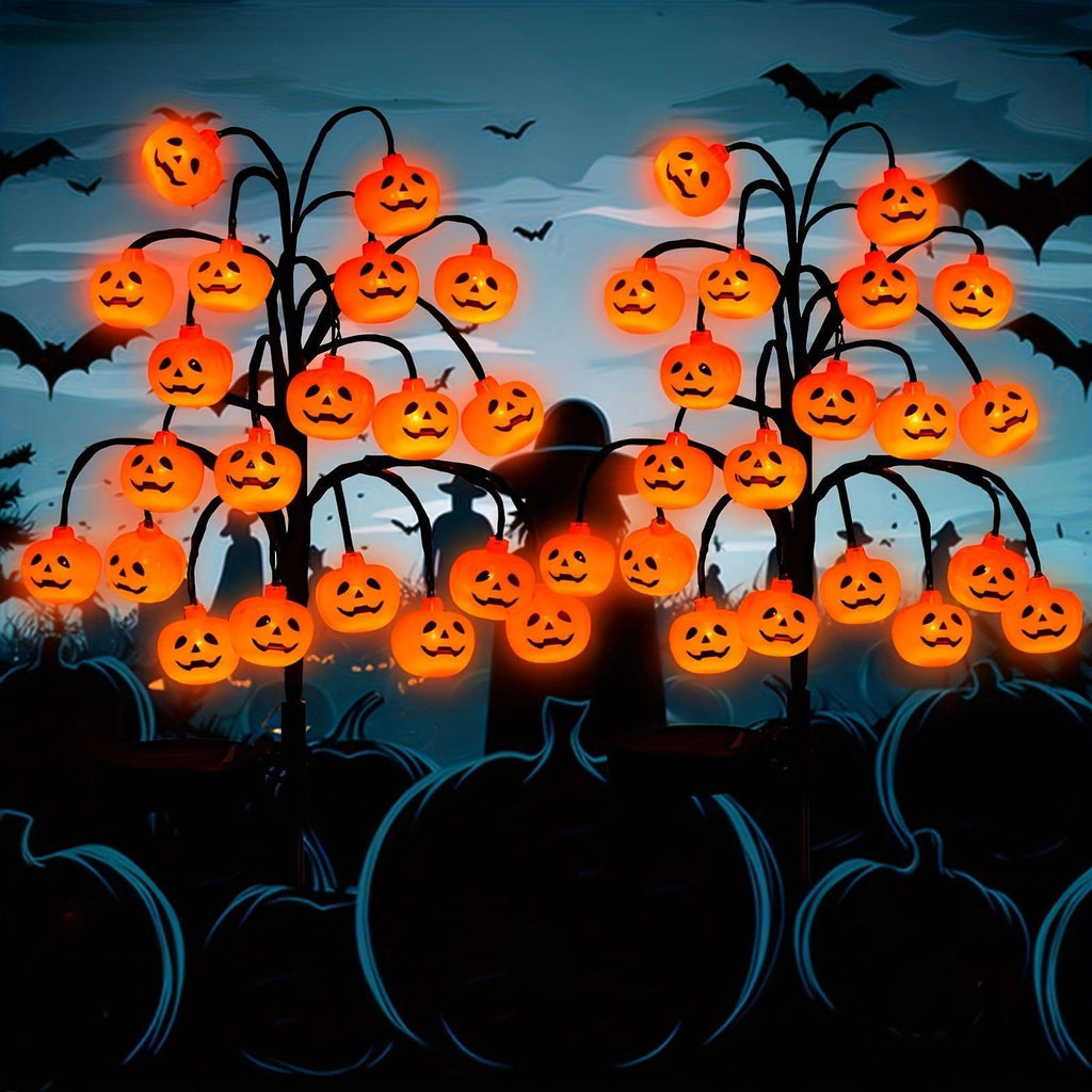 Btomtd 29.92 inch Solar Halloween Pumpkin Branch String Light 20 LED Waterproof Decorative Light for Outdoor Garden Terrace Pathway Trod Lighting Decor, Orange