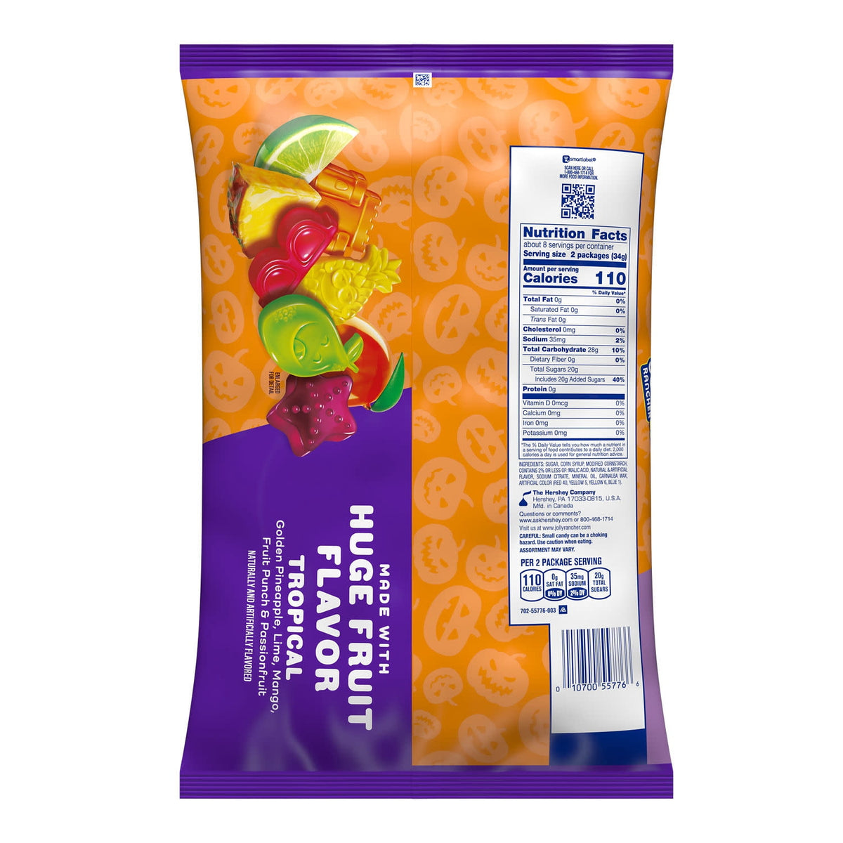 Jolly Rancher Gummies Assorted Tropical Flavored Snack Size, Halloween Candy Bag, 9.6 Oz