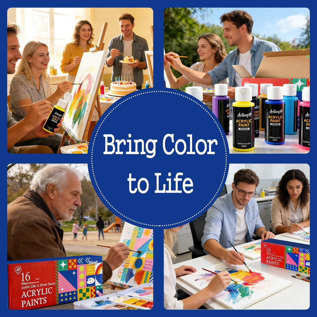 Artkey Acrylic Craft Paint Set, Festival, 24 Colors (2-Ounce)