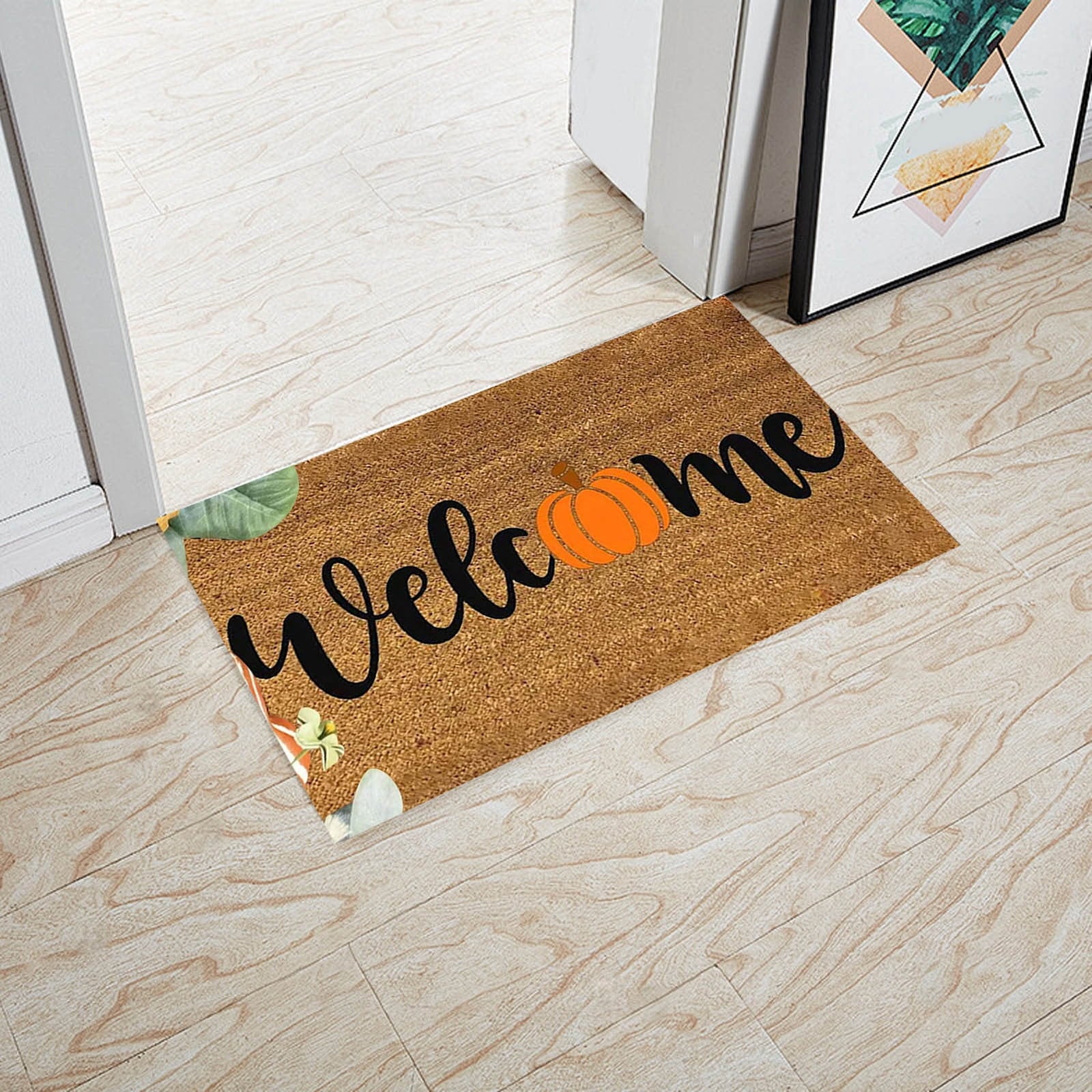 JOGZMZ Halloween Pumpkin Area Rug Bright Pumpkin Floor Mats Slip Resistants Earth Floor Mats For Front Door Bathroom Kitchen Room 19.67×31.49in