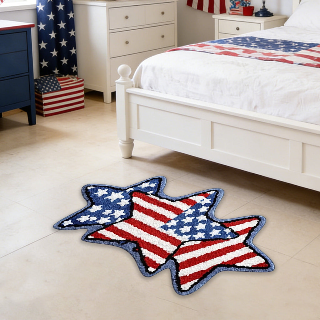 Wooowa Plush Style Multi Purpose Floor Mat Bathroom Entrance Coffee Table Carpet Fit for Fourth of July Decorations Patriotic Decor for Home Daily Holiday Festive Use