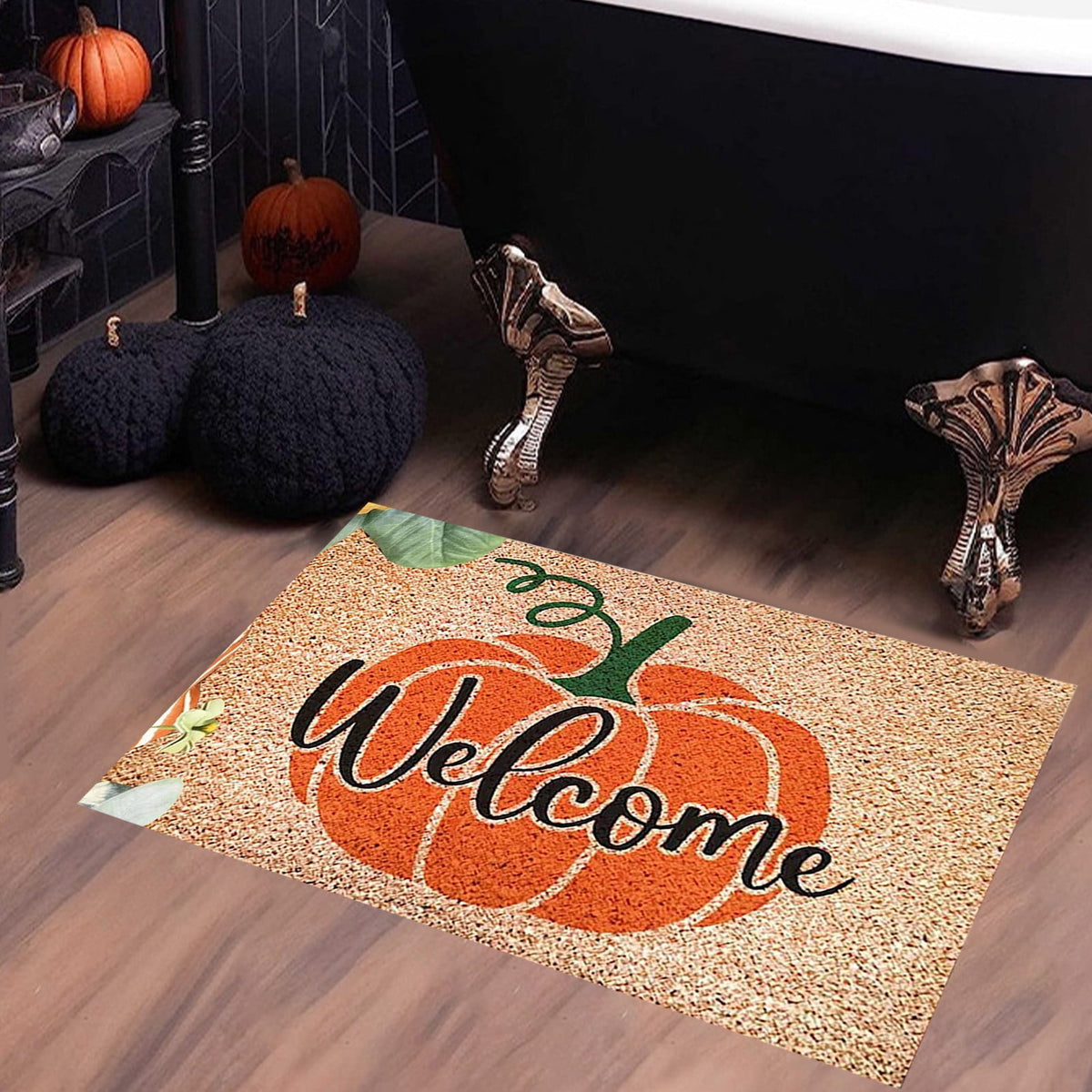 JOGZMZ Halloween Pumpkin Area Rug Bright Pumpkin Floor Mats Slip Resistants Earth Floor Mats For Front Door Bathroom Kitchen Room 19.67×31.49in