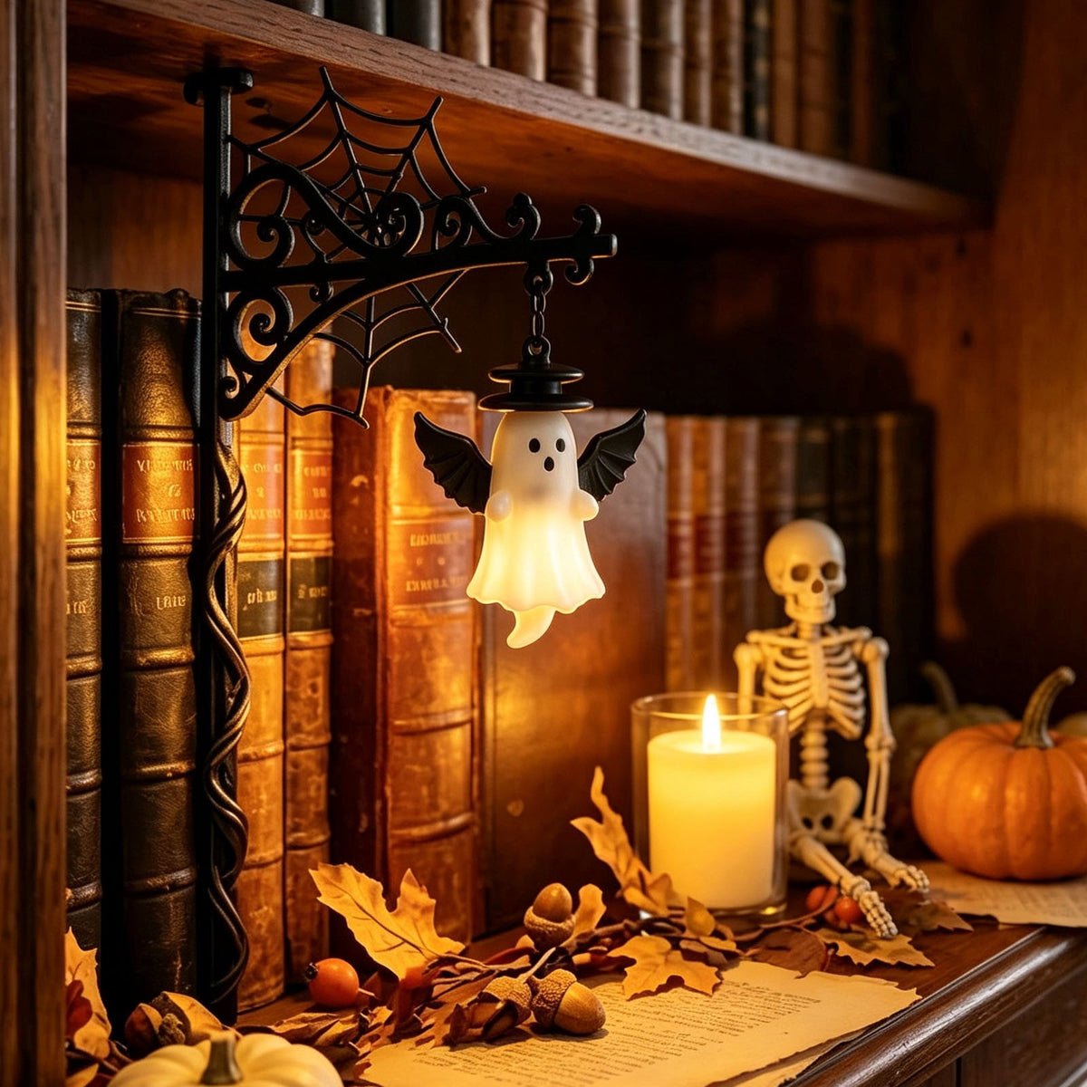 Nkmbld Halloween Bookshelf Lamp, Vintage Library Lantern Decorative Bookshelf Lighting, Hanging Ghost Lantern Book Shelf Light, Halloween Decorations Indoor