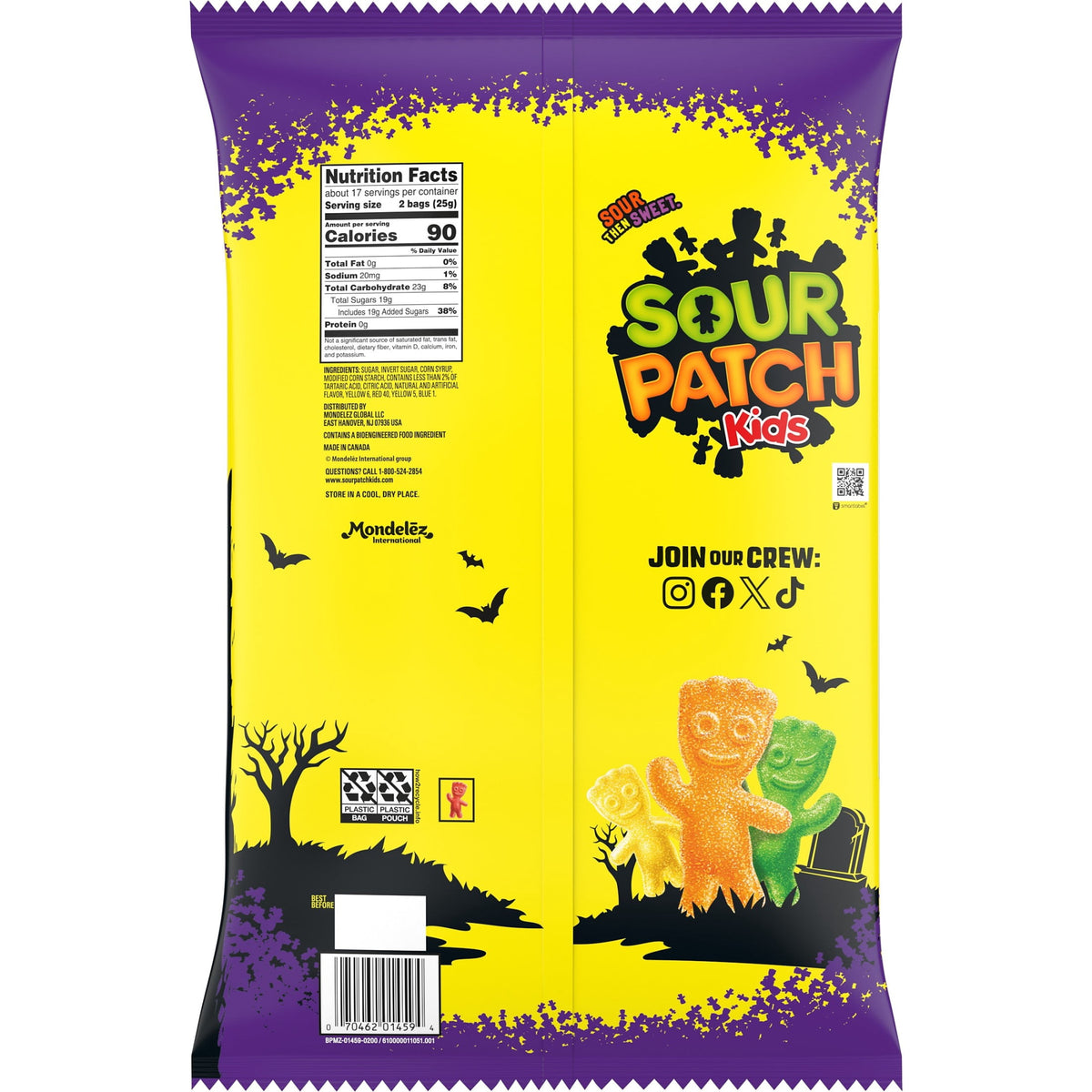 SOUR PATCH KIDS Soft & Chewy Gummy Halloween Candy, Jumbo Bag, 35 Trick or Treat Bags